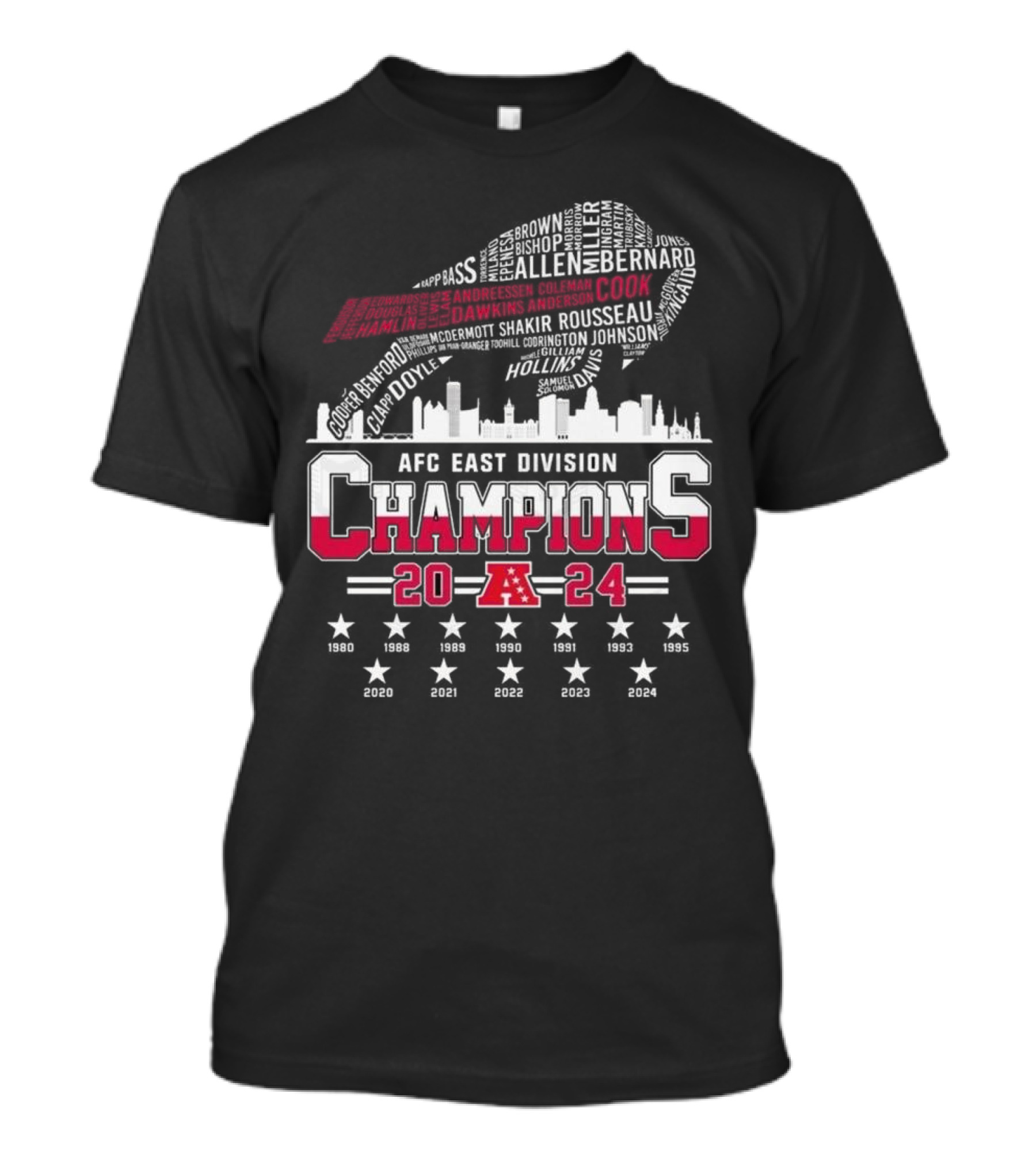 AFC East Division Champions 2024 Buffalo Bills Team Members Skyline T-Shirt