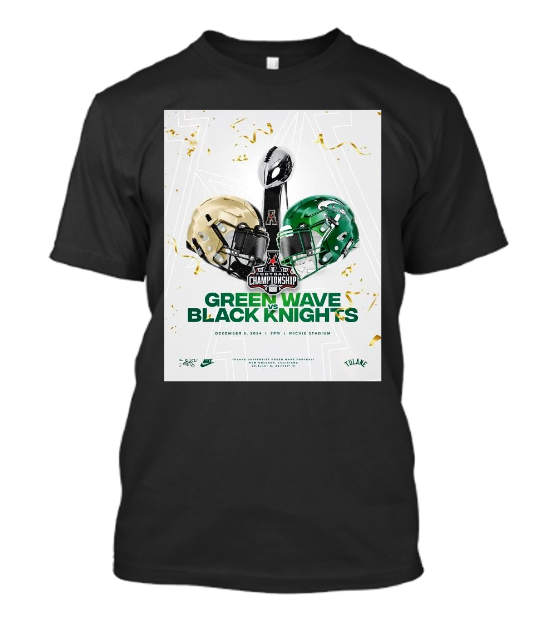 AAC Football Championship Green Wave Vs Black Knights December 6 2024 Michie Stadium T-Shirt