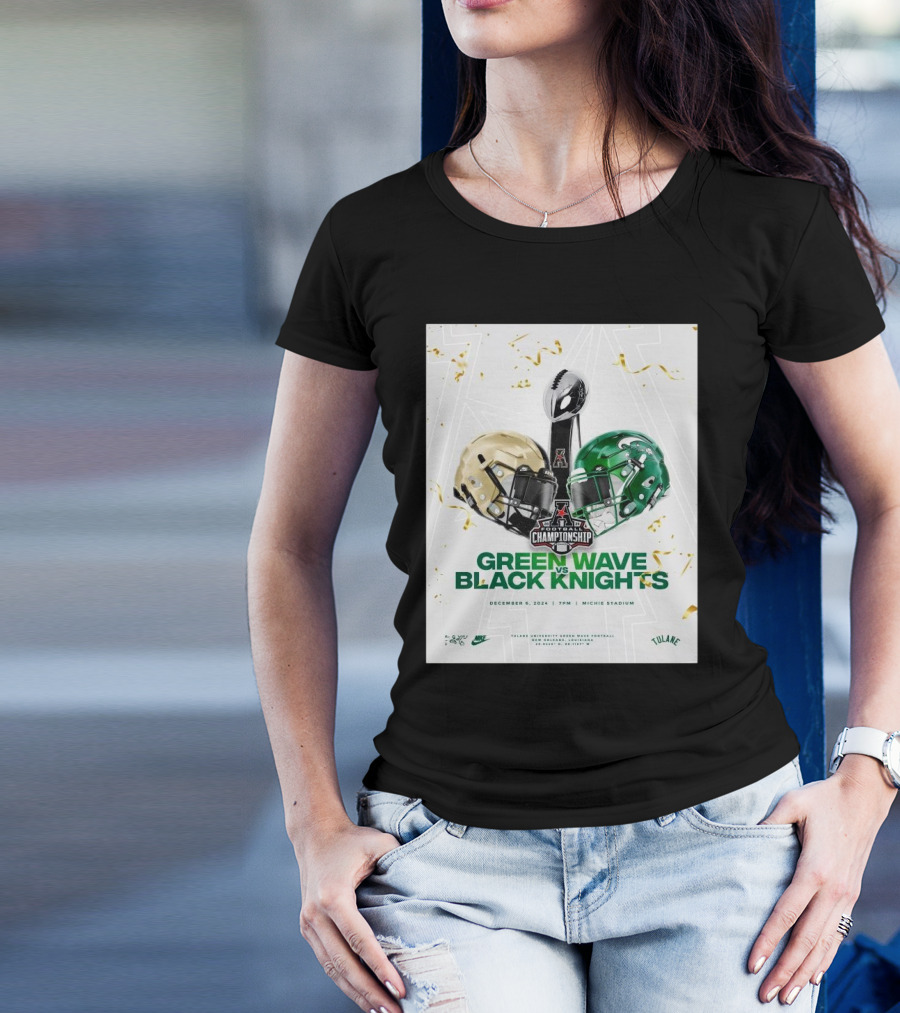 AAC Football Championship Green Wave Vs Black Knights December 6 2024 Michie Stadium T-Shirt