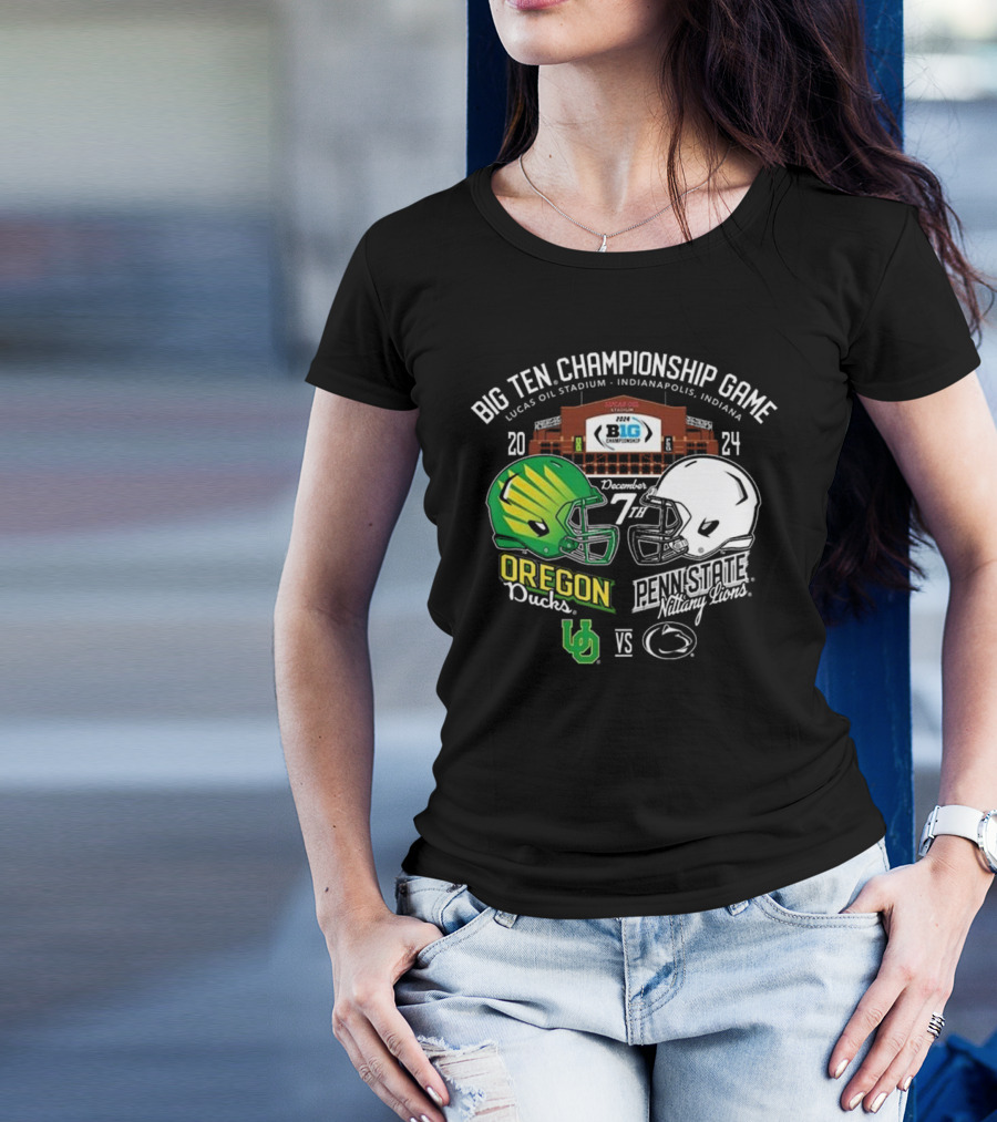 Big Ten 2024 Championship Game December 7th Oregon Ducks Vs Penn State Nittany Lions Lucas Oil Stadium Indianapolis T-Shirt