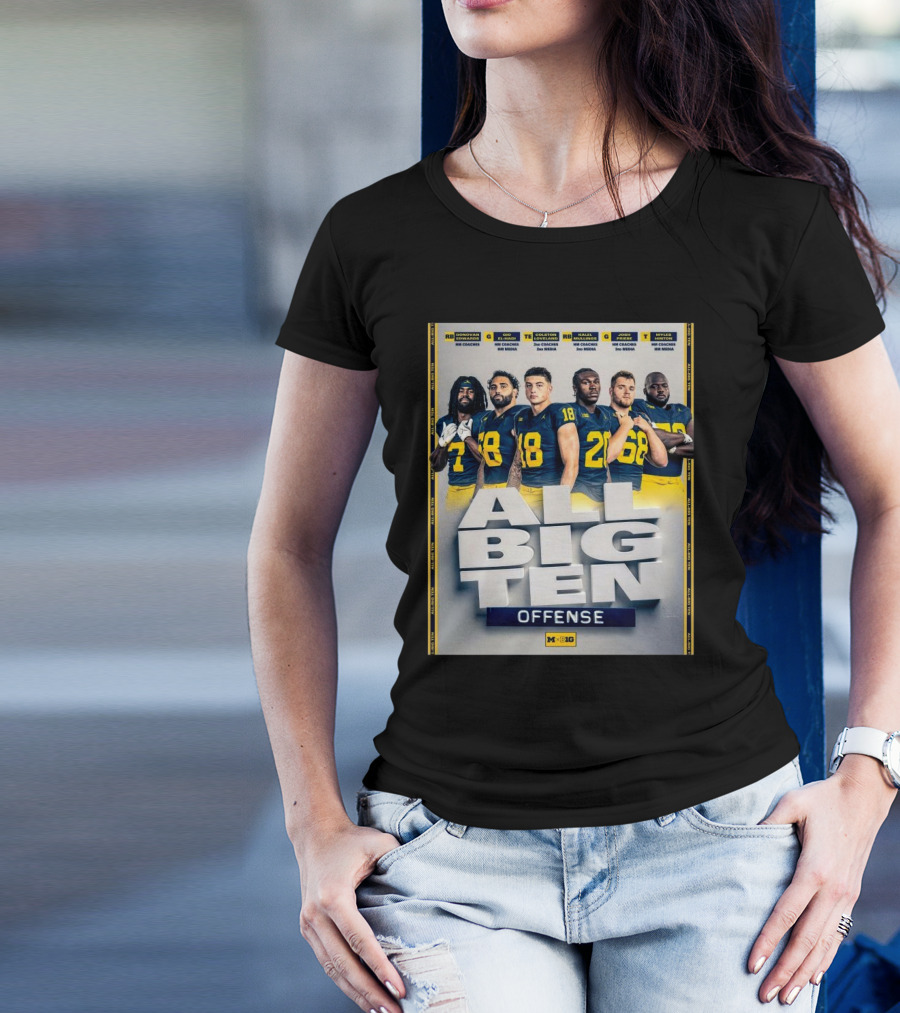 Michigan Wolverines All Big Ten Offense 2024 Key Players Derrick Moore Colston Loveland Kris Jenkins Junior Colson Donovan Edwards Joe Honig T-Shirt