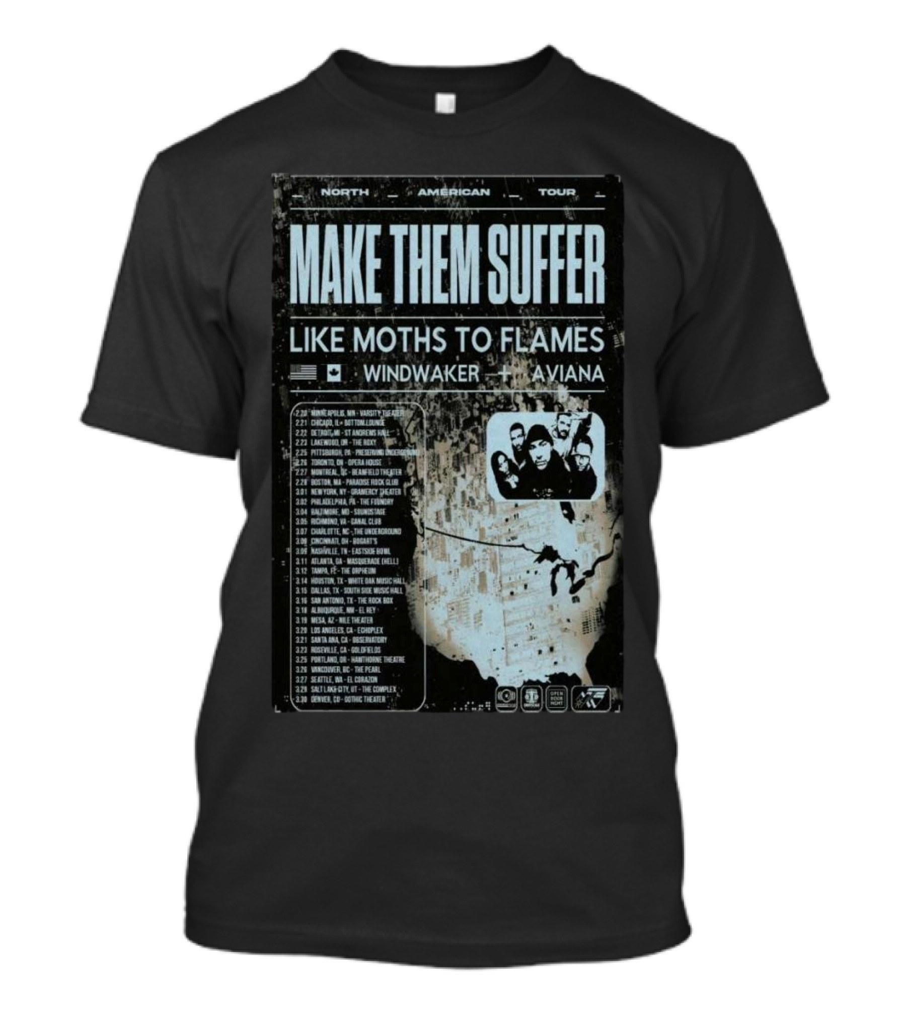 North American Tour 2025 Make Them Suffer Like Moths To Flames Windwaker Aviana T-Shirt
