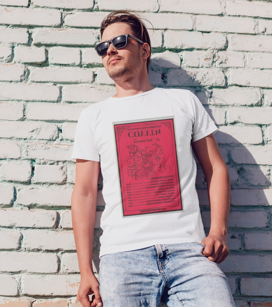 C.O.F.F.I.N Aotearoa Tour 2025 With Amyl And The Sniffers Tickets From Under The Radar T-Shirt