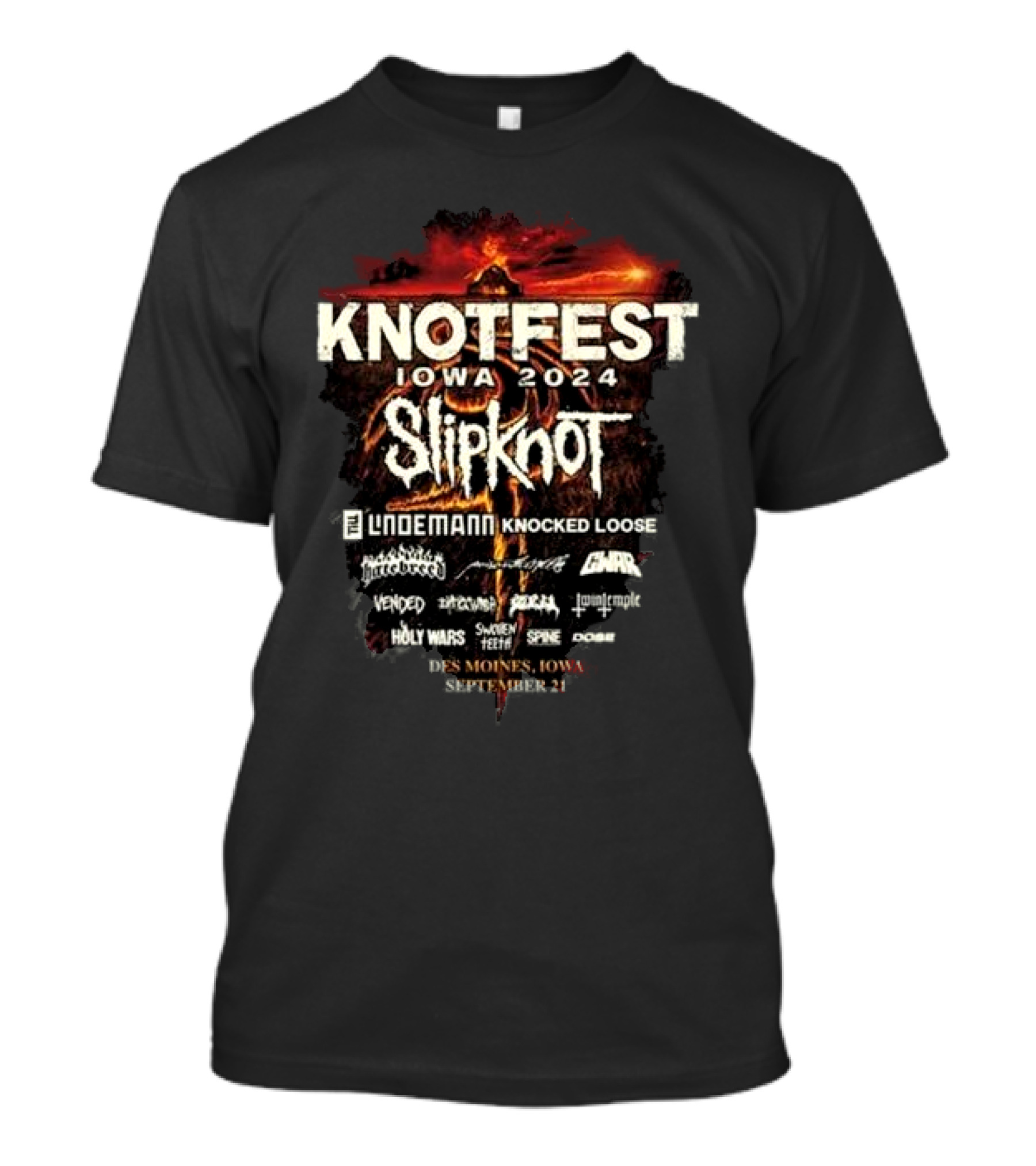 Knotfest Iowa 2024 Slipknot Lindemann Knocked Loose Destruction Des Moines September 21 T-Shirt