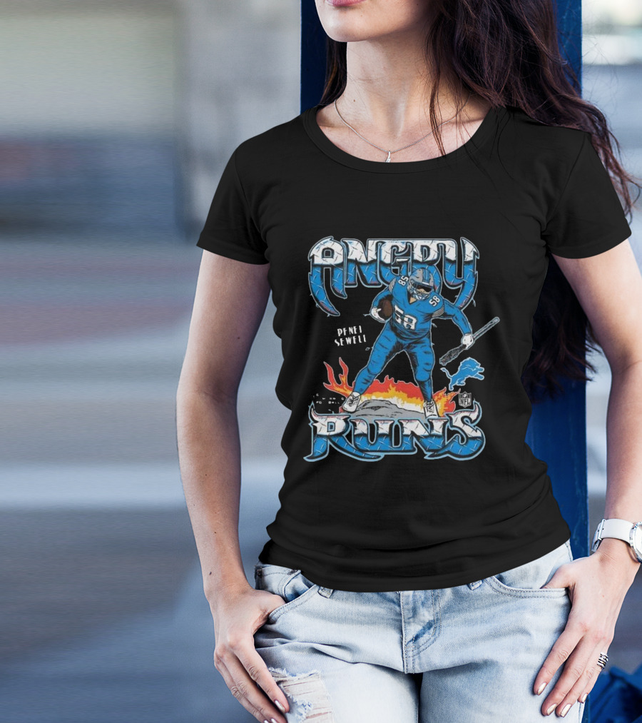 Penei Sewell Detroit Lions Angry Runs NFL Player 58 T-Shirt