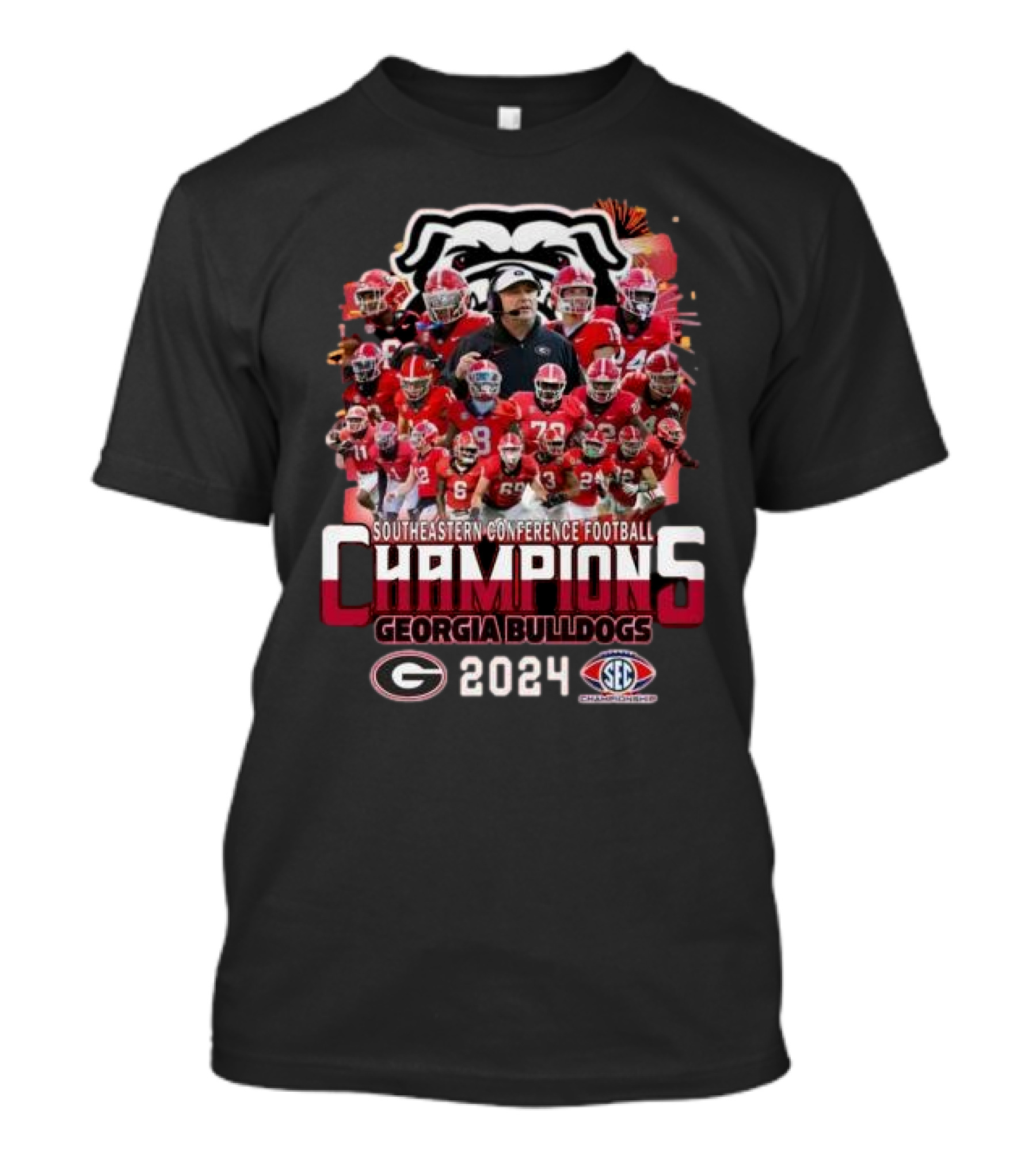 Georgia Bulldogs 2024 Southeastern Conference Football Champions Fireworks T-Shirt