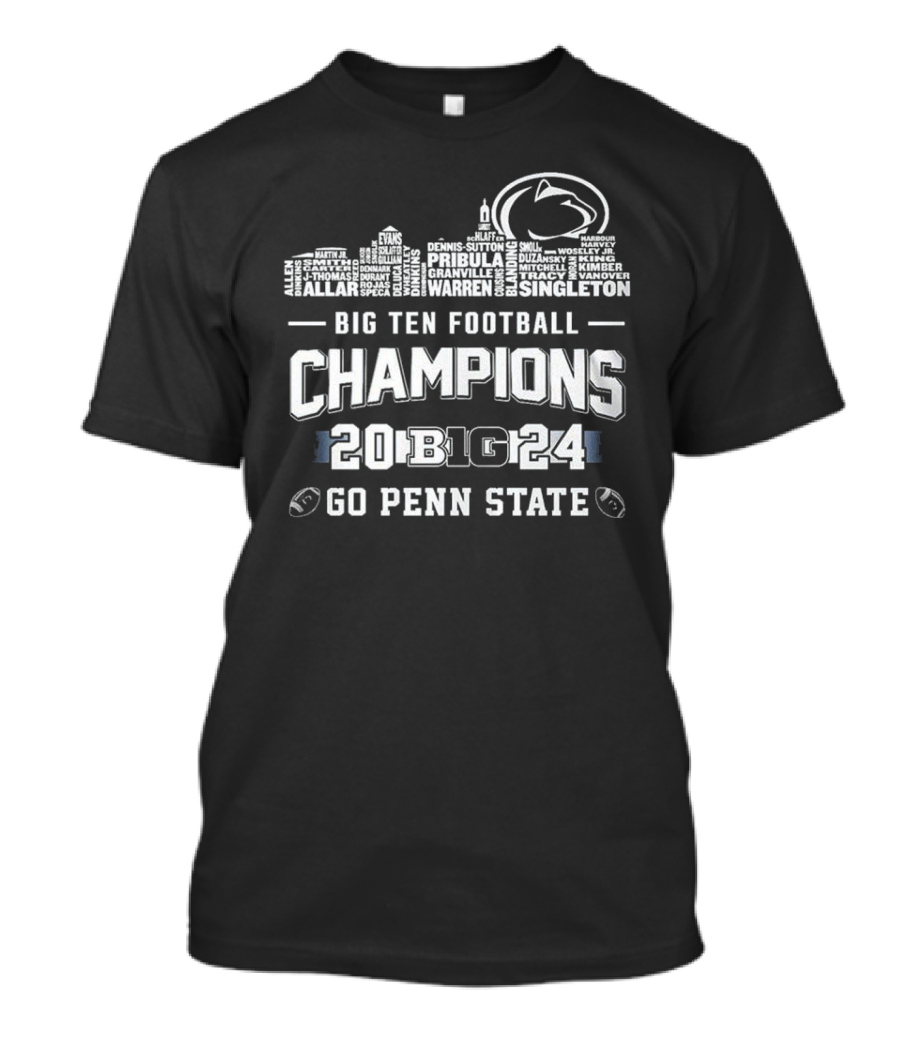 Penn State Nittany Lions Big Ten Football Champions 2024 Go Penn State Skyline T-Shirt