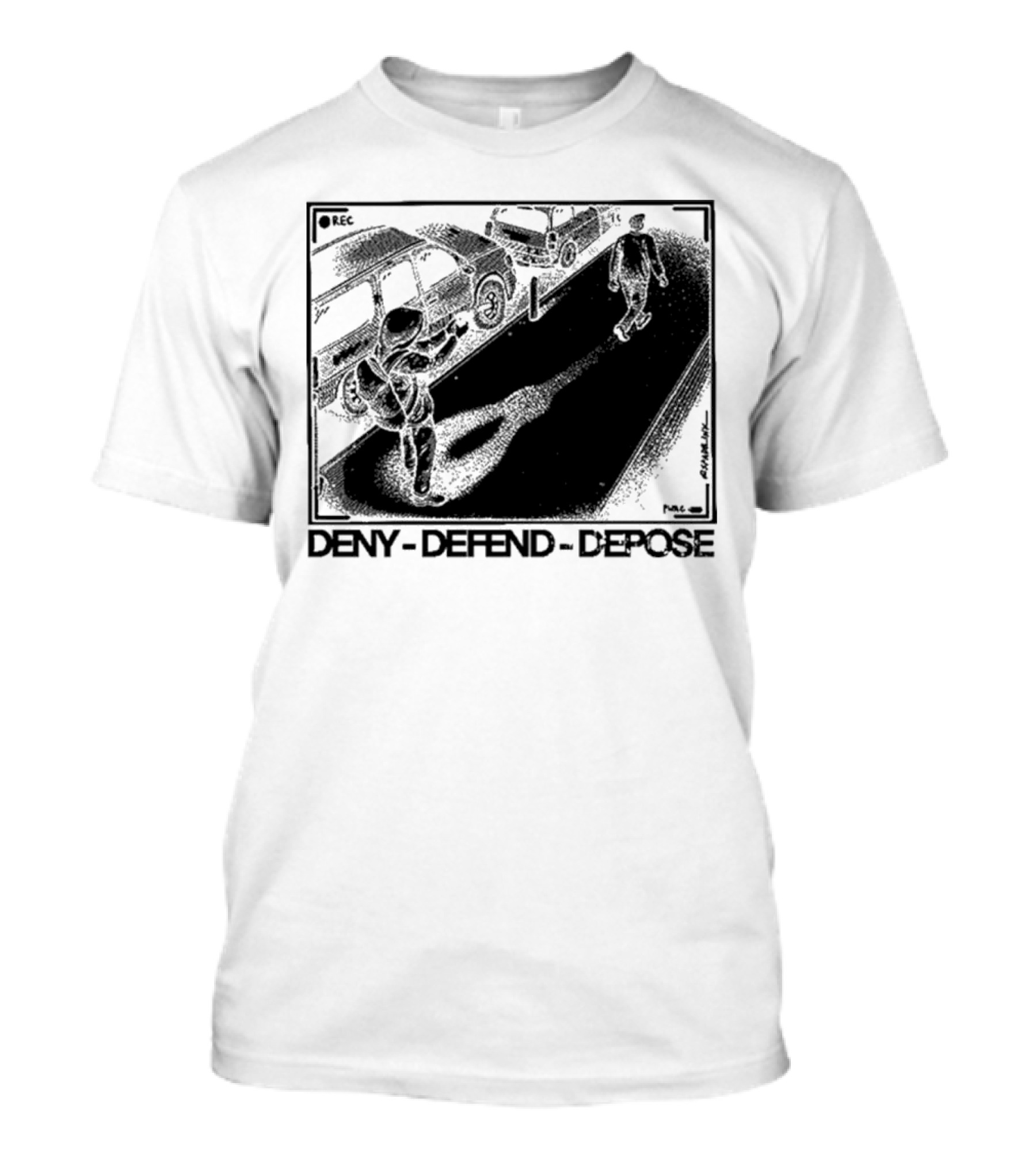 Punkwithacamera Deny Defend Depose 2024 Police Encounter Art Rec T-Shirt