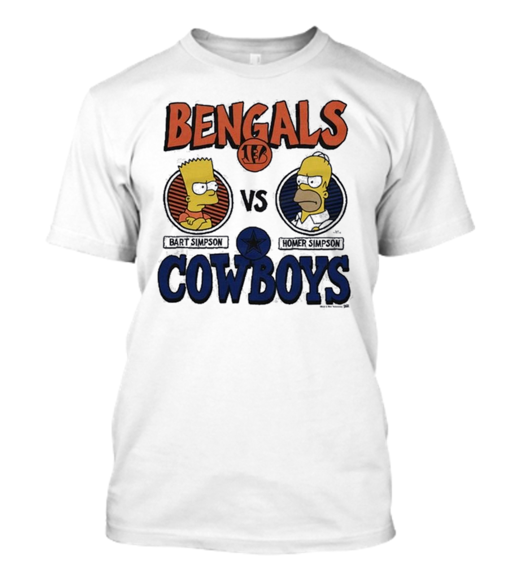 Bengals Bart Simpson Vs Cowboys Homer Simpson Showdown T-Shirt