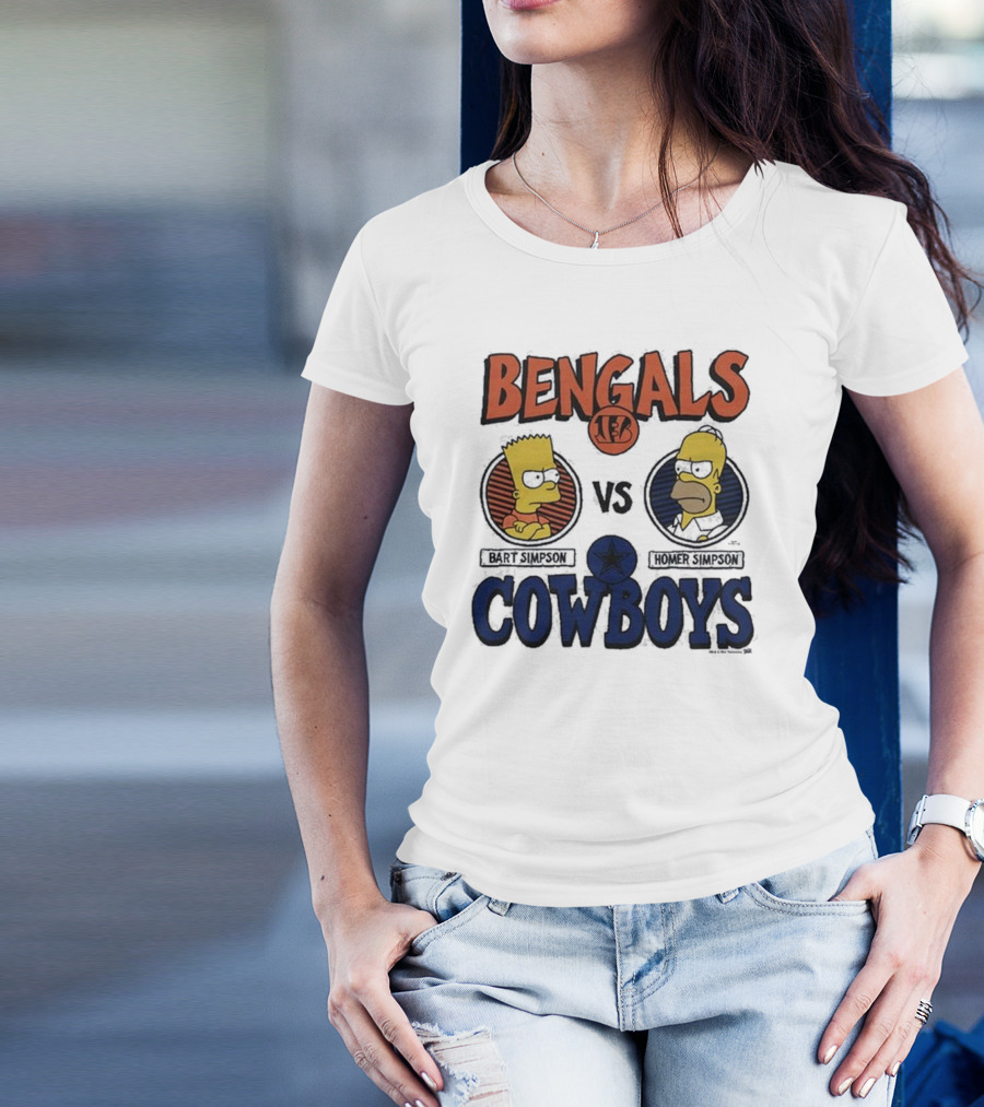 Bengals Bart Simpson Vs Cowboys Homer Simpson Showdown T-Shirt