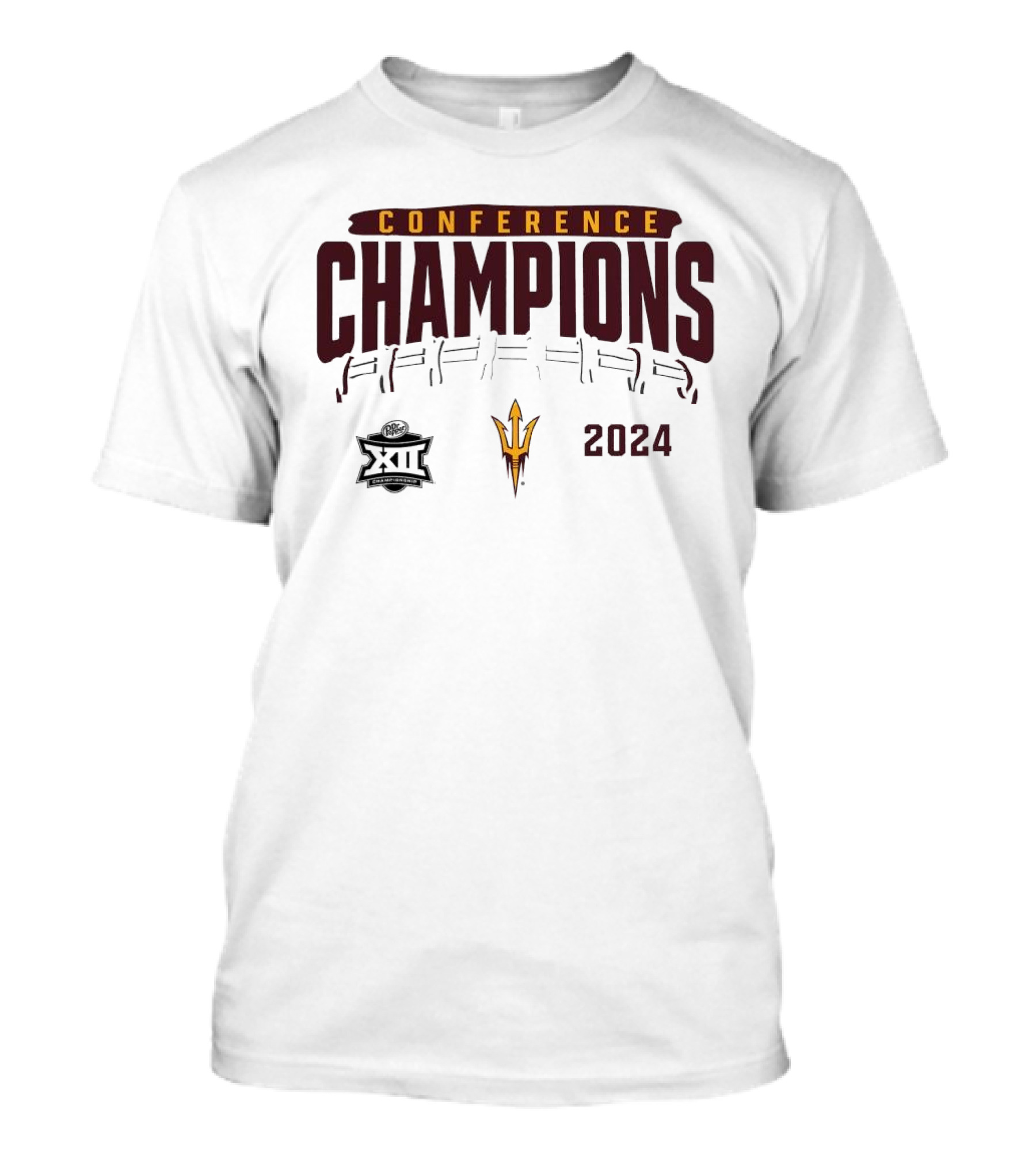 Arizona State Sun Devils 2024 Big 12 Conference Champions Football Emblem T-Shirt