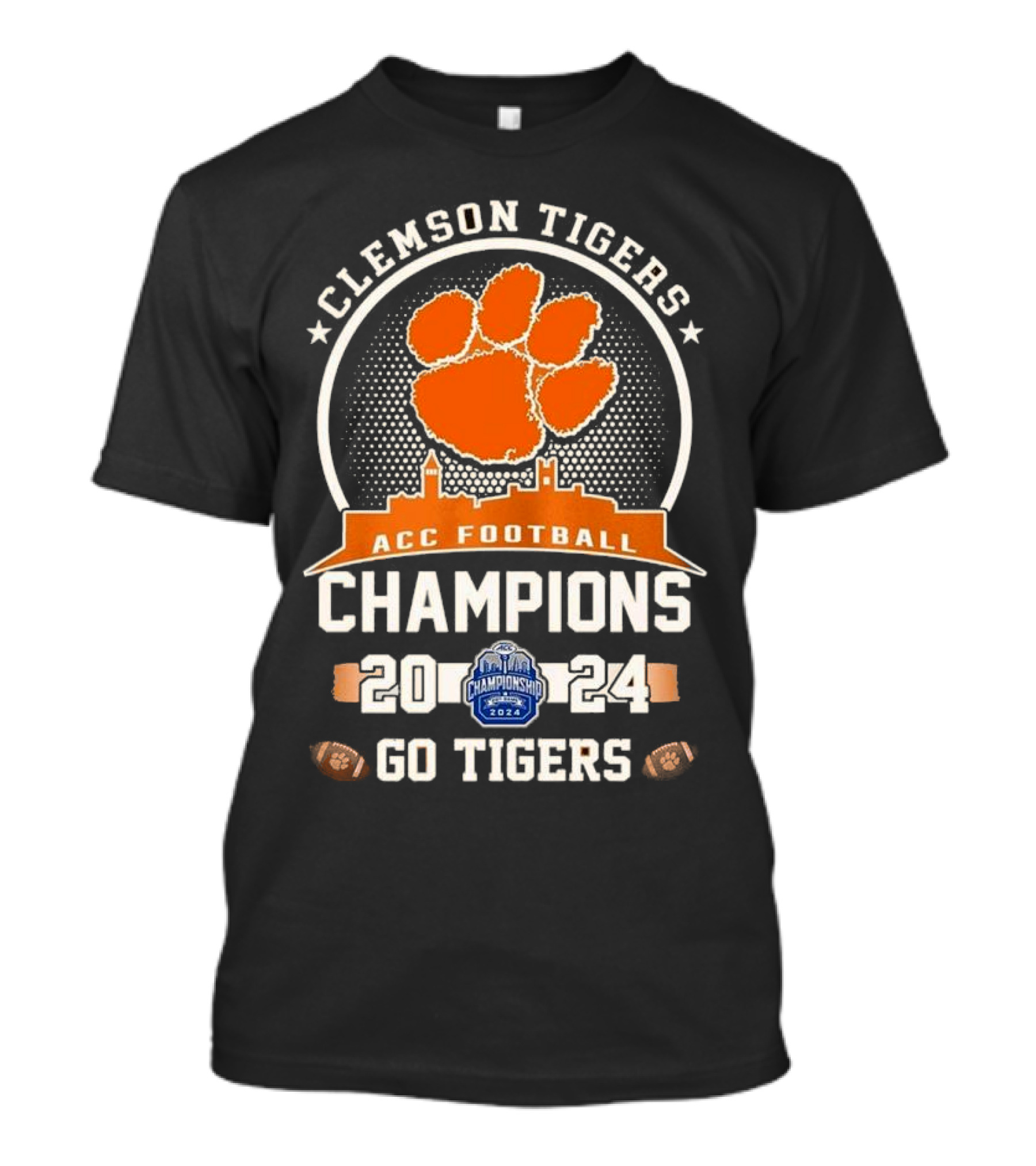 Clemson Tigers ACC Football Champions 2024 Go Tigers Championship Skyline T-Shirt