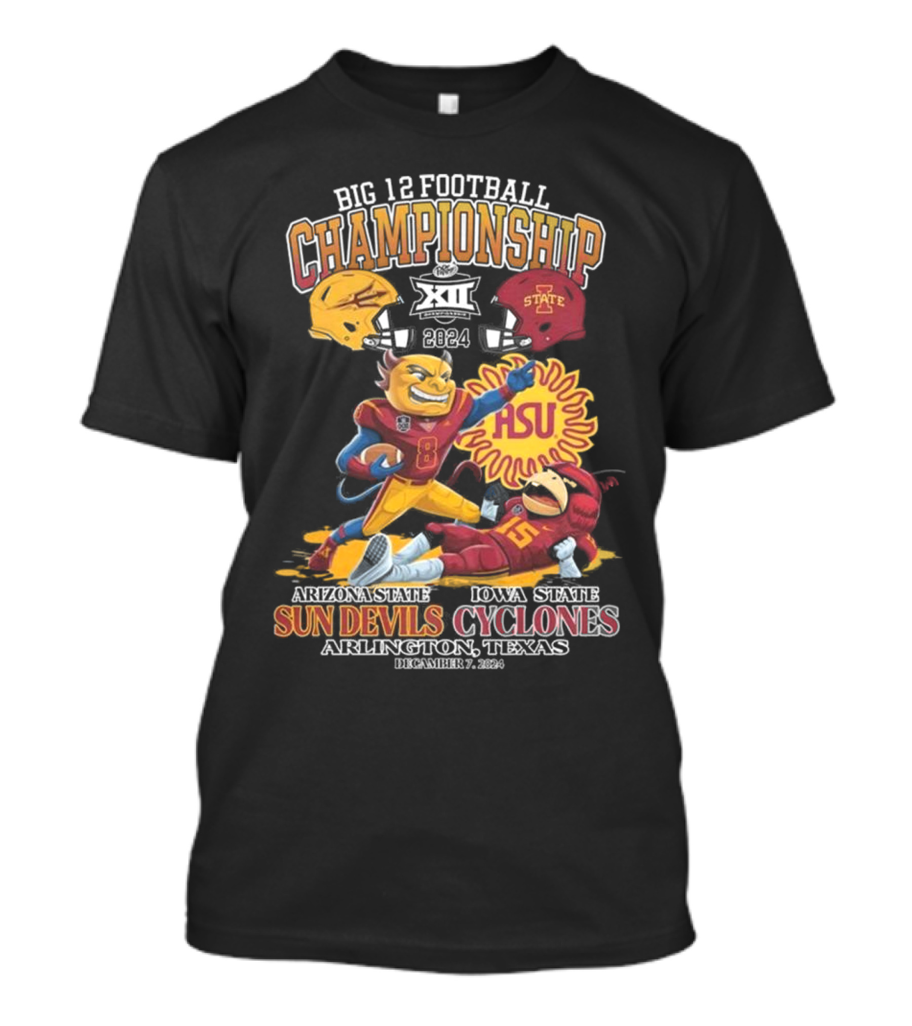 Big 12 Football Championship 2024 Arizona State Sun Devils Vs Iowa State Cyclones Arlington Texas T-Shirt