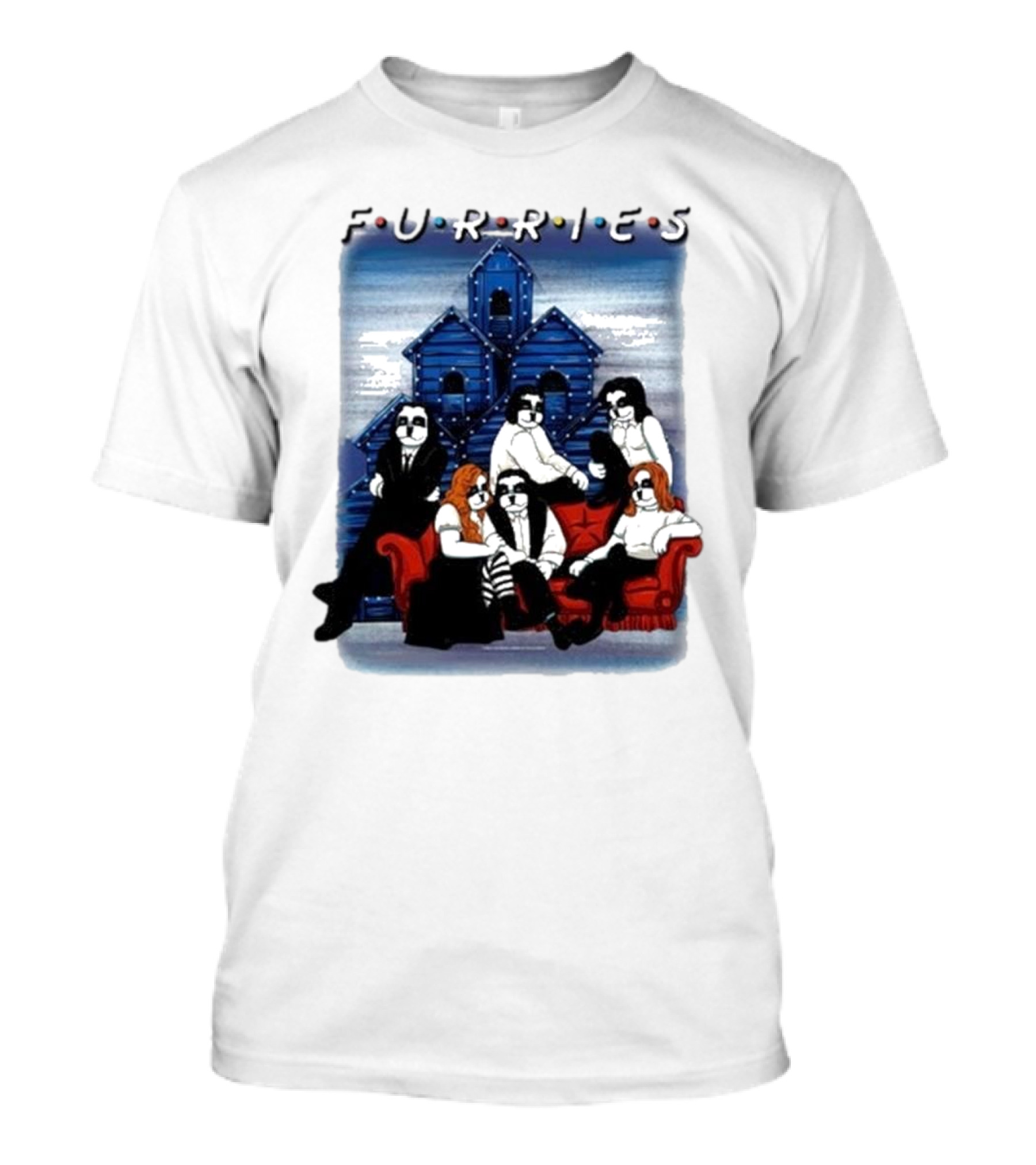 Furries Big Dogs Retro Band House Couch T-Shirt