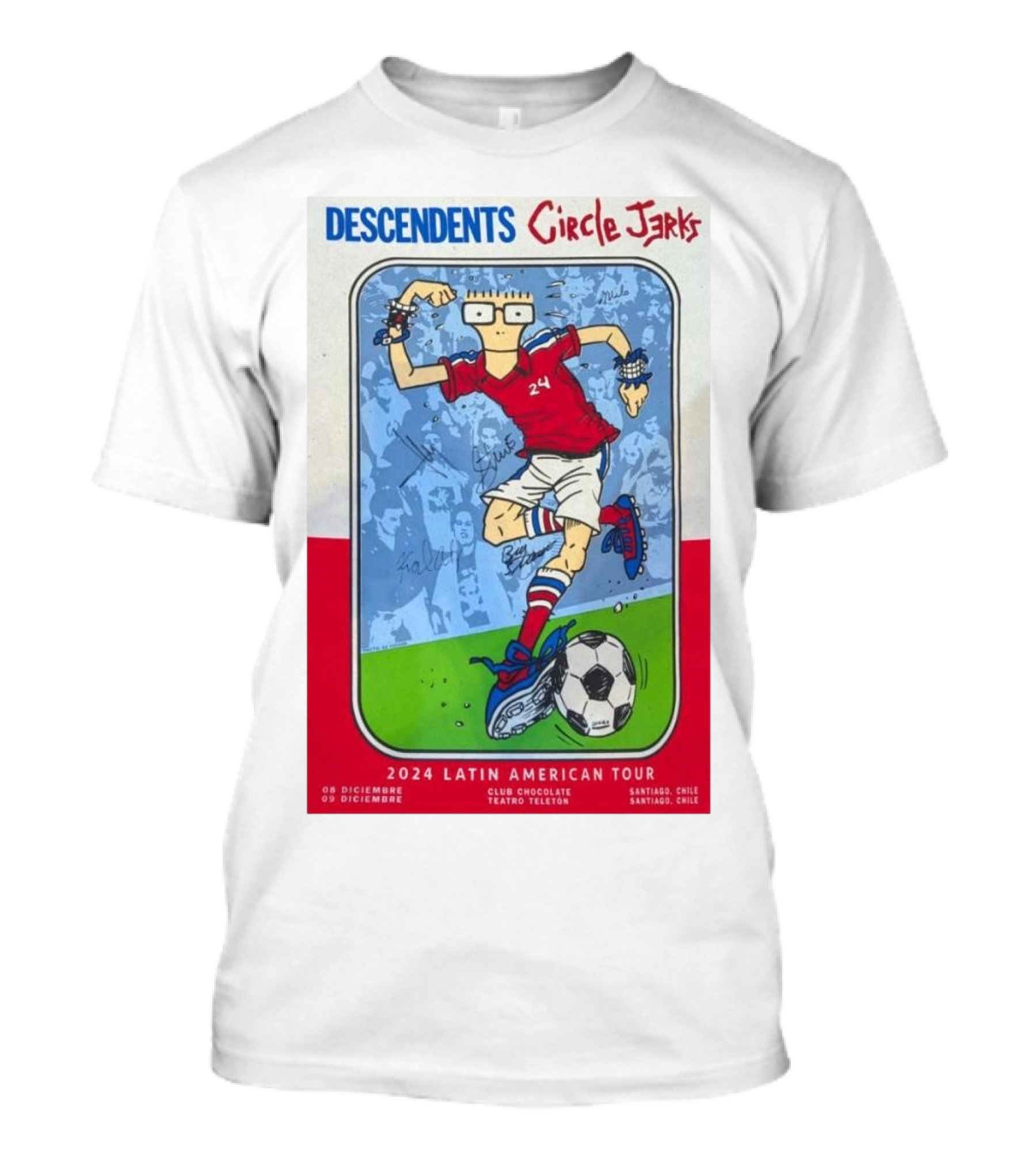 DESCENDENTS Circle Jerks 2024 Latin American Tour Santiago Chile Soccer T-Shirt