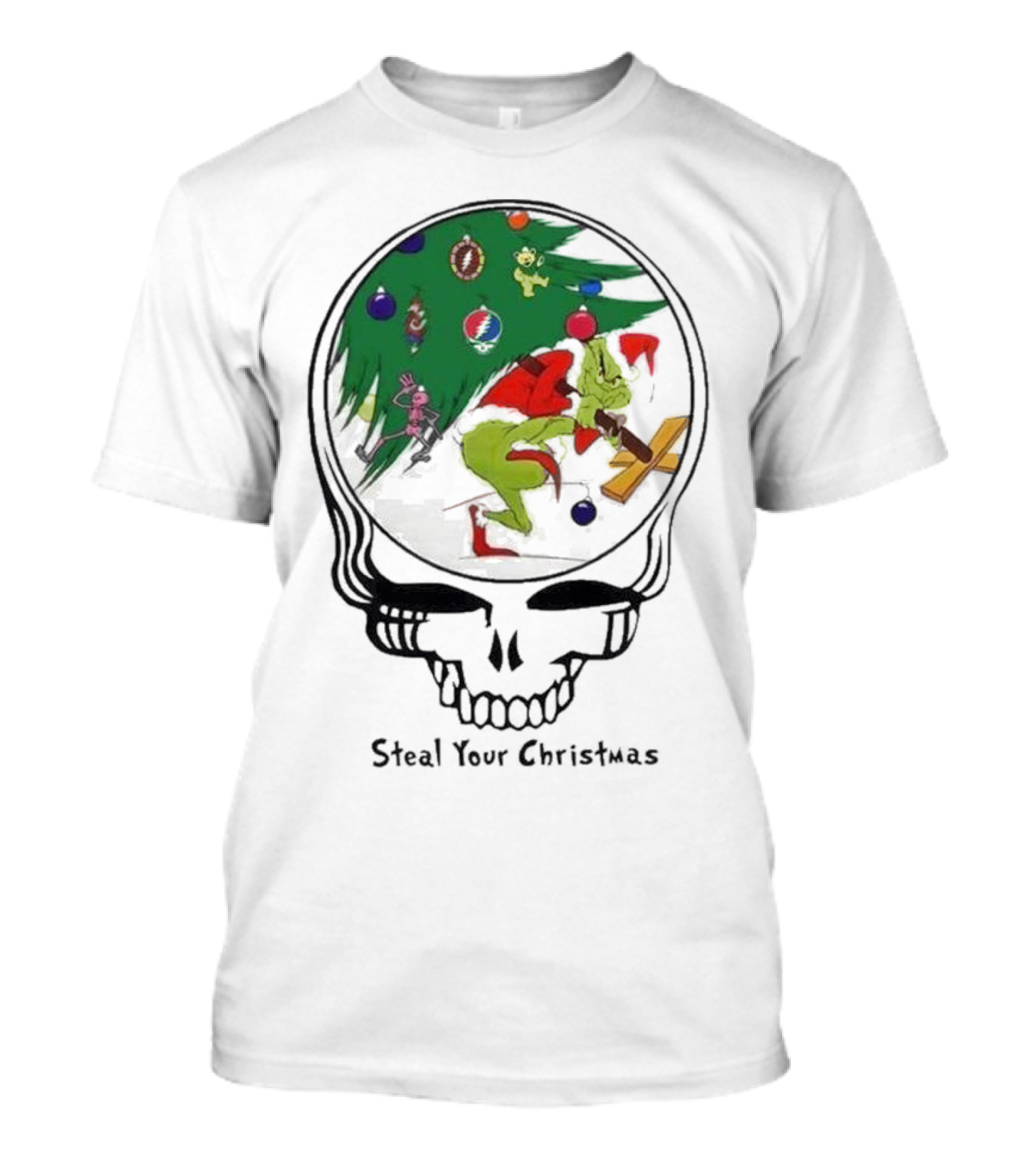Grateful Dead Grinch Stealie Steal Your Christmas 2024 Holiday T-Shirt