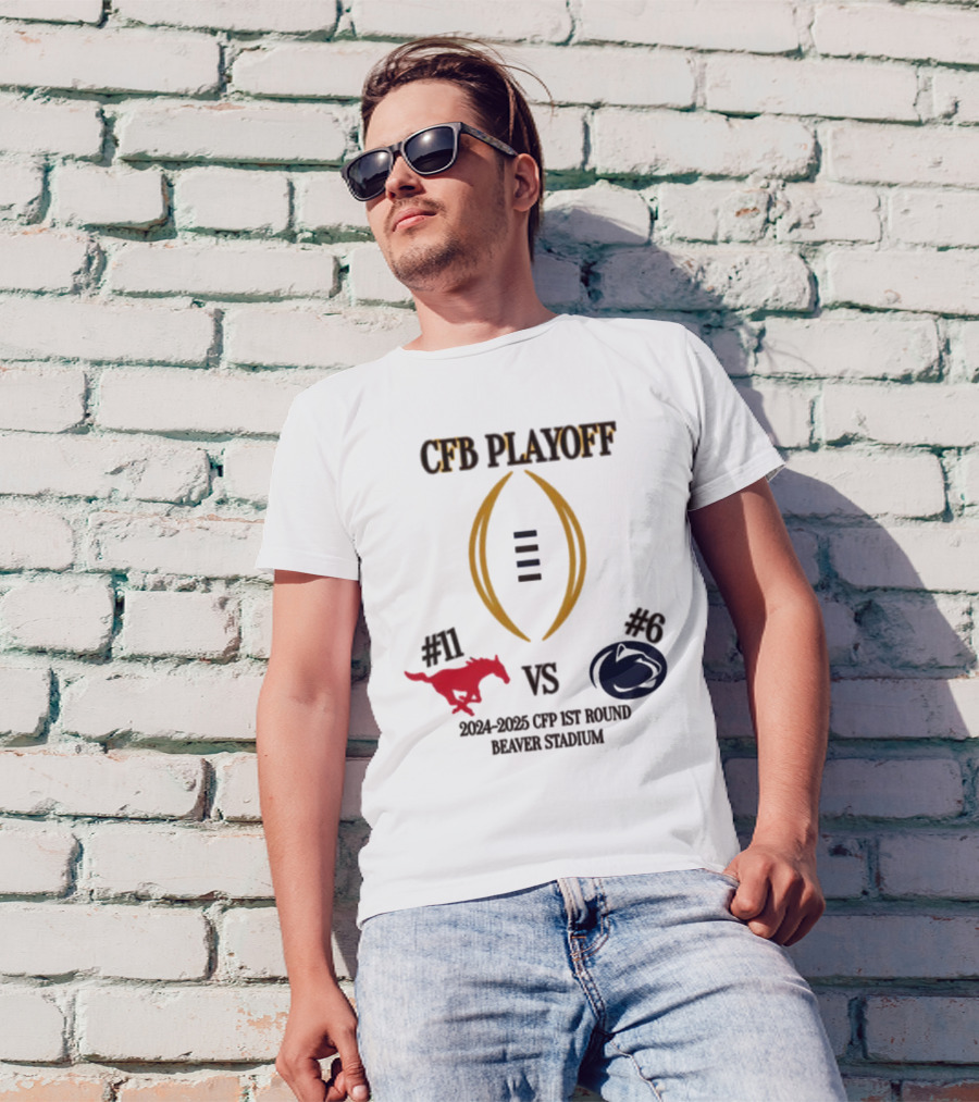 SMU Mustangs Vs Penn State Nittany Lions #11 Vs #6 First Round CFB Playoff 2024-2025 Beaver Stadium T-Shirt