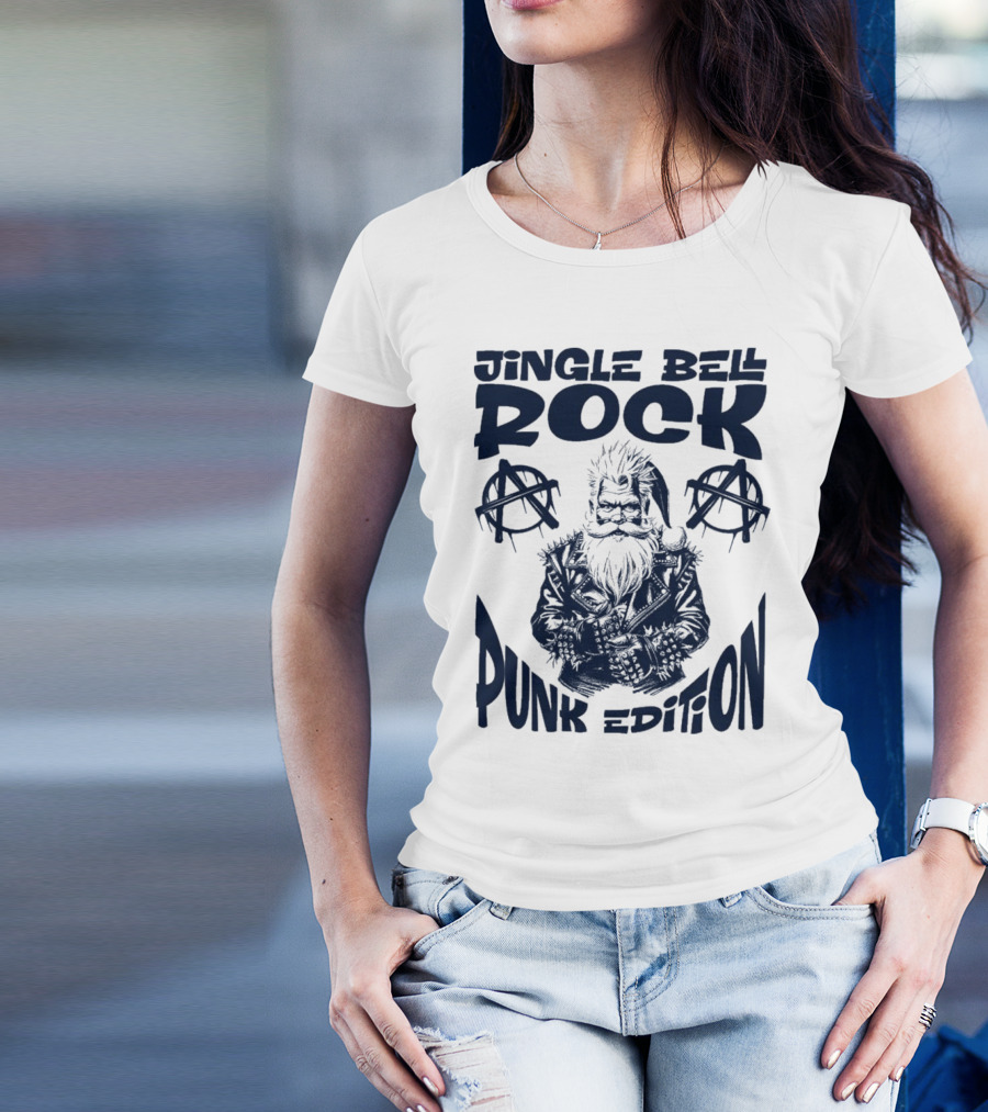 Jingle Bell Rock Punk Edition Anarchy Santa Claus T-Shirt