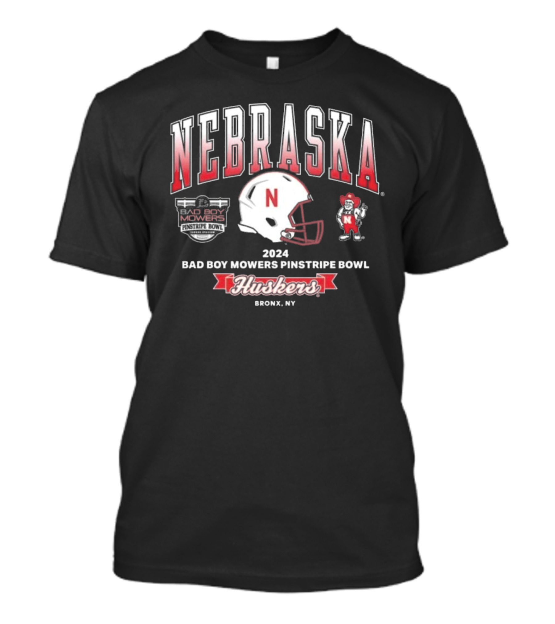 Nebraska Huskers 2024 Bad Boy Mowers Pinstripe Bowl Helmet Bronx NY T-Shirt