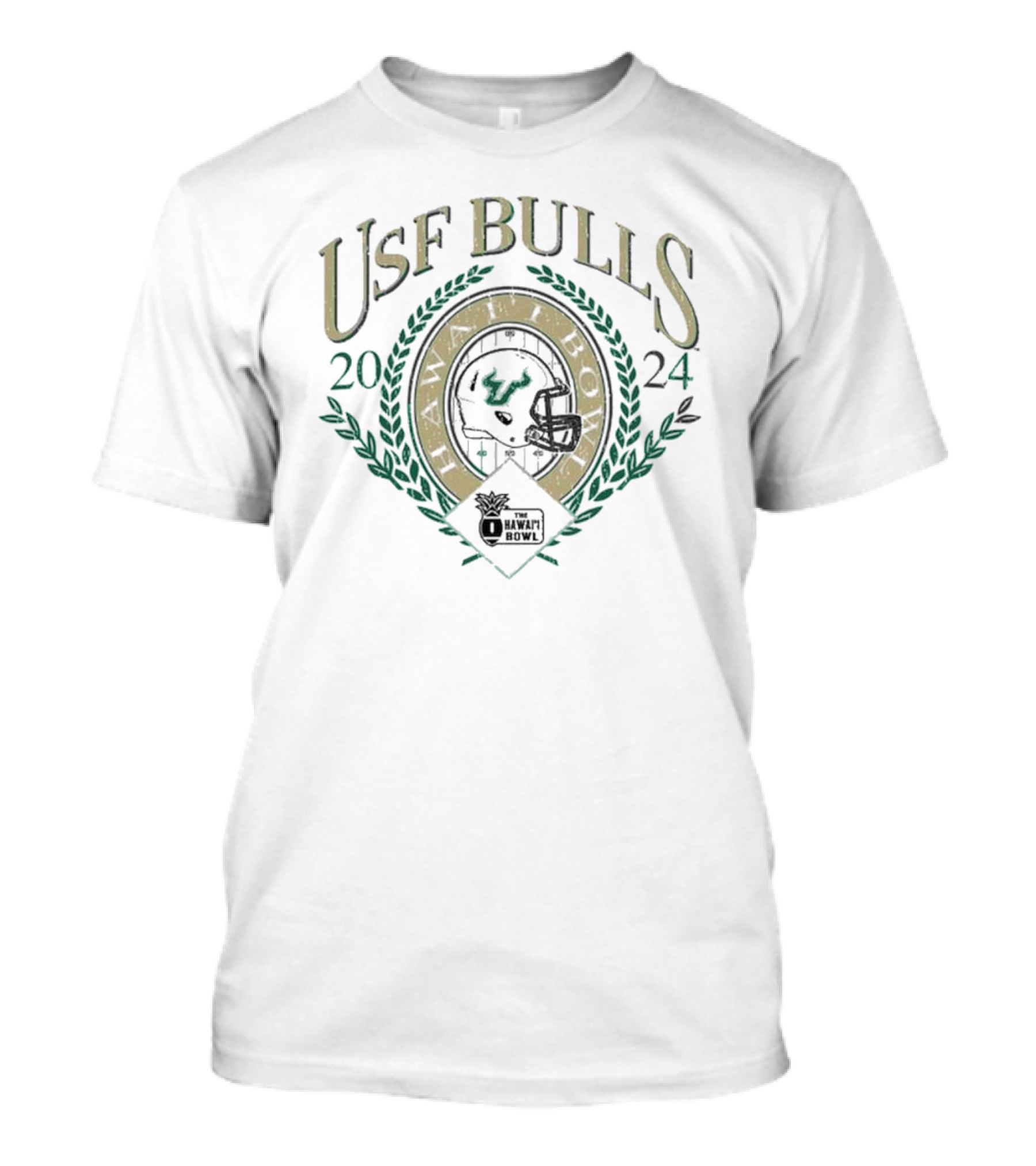 USF Bulls 2024 Hawaii Bowl Football Helmet Laurel T-Shirt