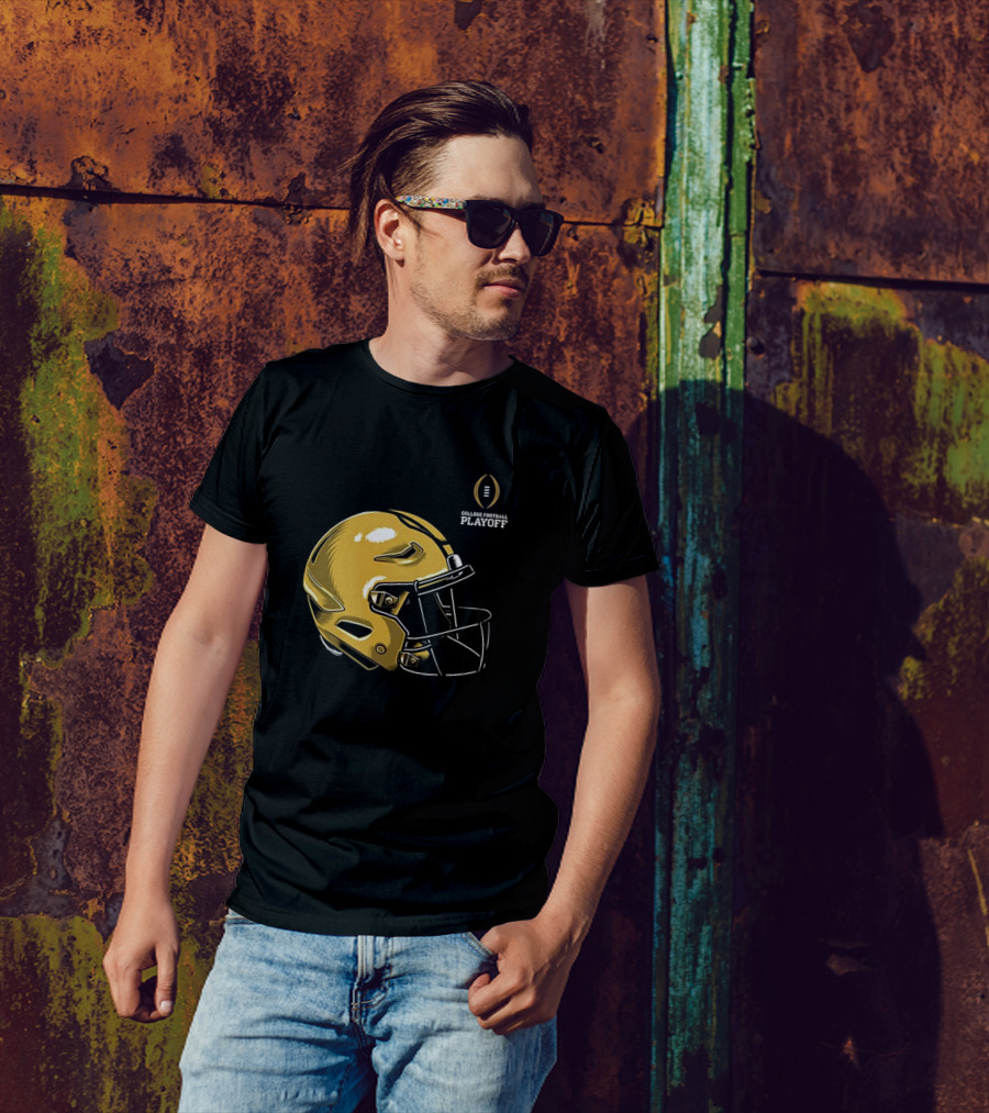 College Football Playoff 2025 Notre Dame Helmet Gold T-Shirt