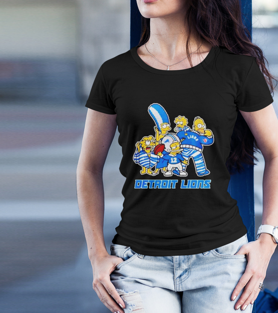 Detroit Lions 2024 25 Simpsons Funday Football Family T-Shirt