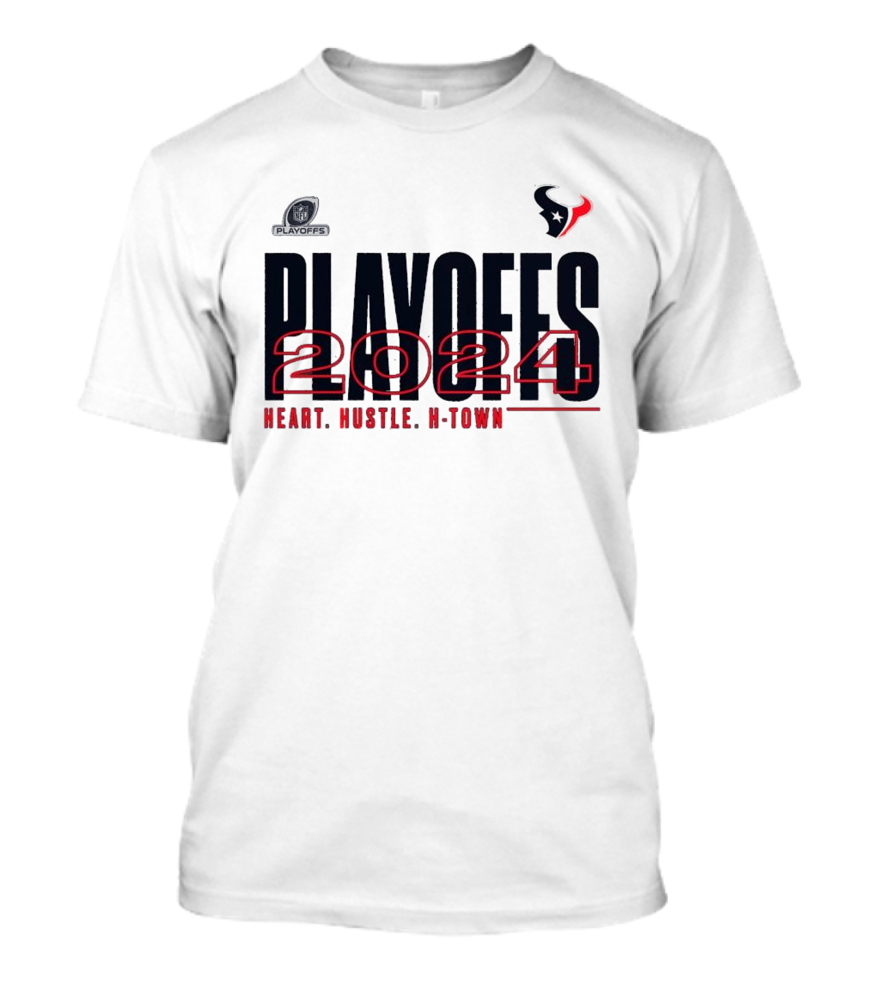Houston Texans NFL 2024 Playoffs Heart Hustle H-Town T-Shirt