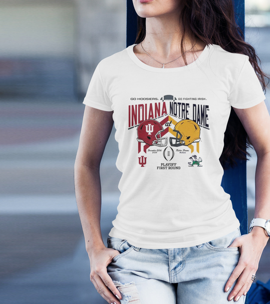 Go Hoosiers Go Fighting Irish Indiana At Notre Dame December 20th 2024 Playoff First Round T-Shirt