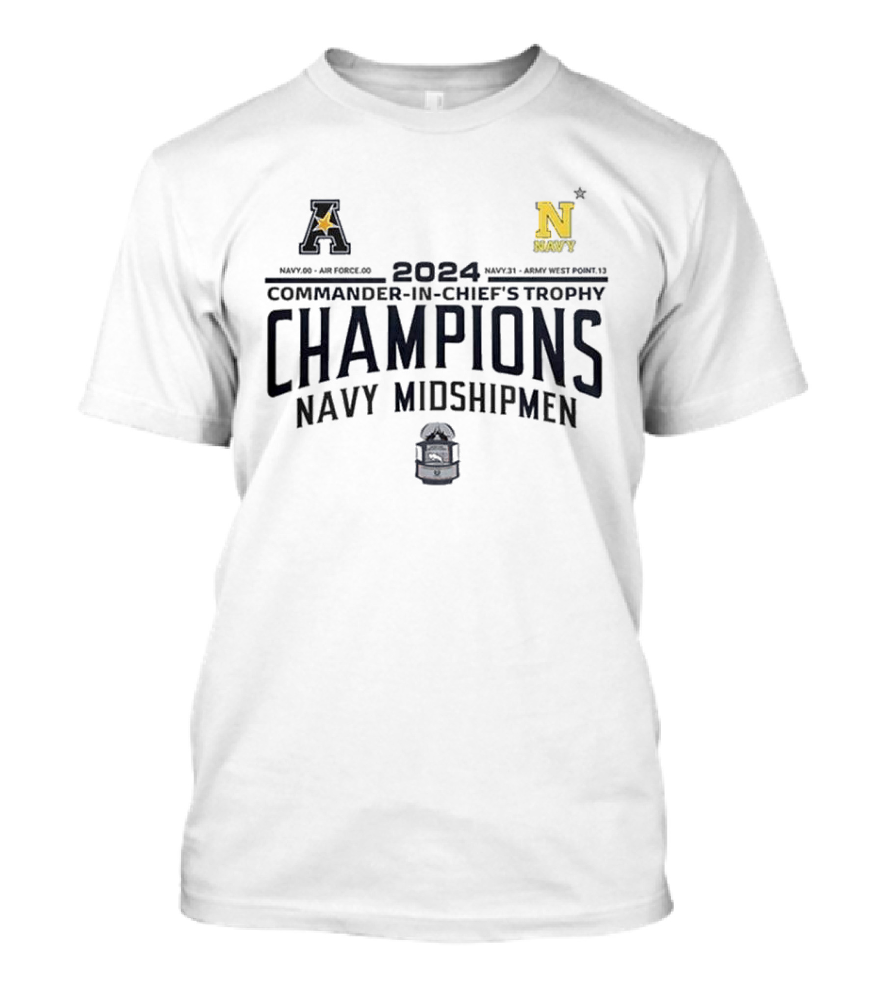 Navy Midshipmen 2024 Commander-In-Chief's Trophy Champions With Air Force And Army Scores T-Shirt