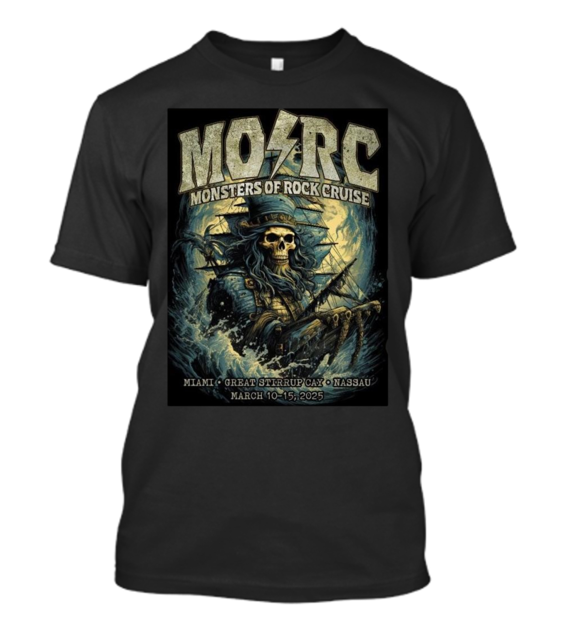 MO⚡RC Monsters Of Rock Cruise Miami Great Stirrup Cay Nassau March 10-15, 2025 T-Shirt