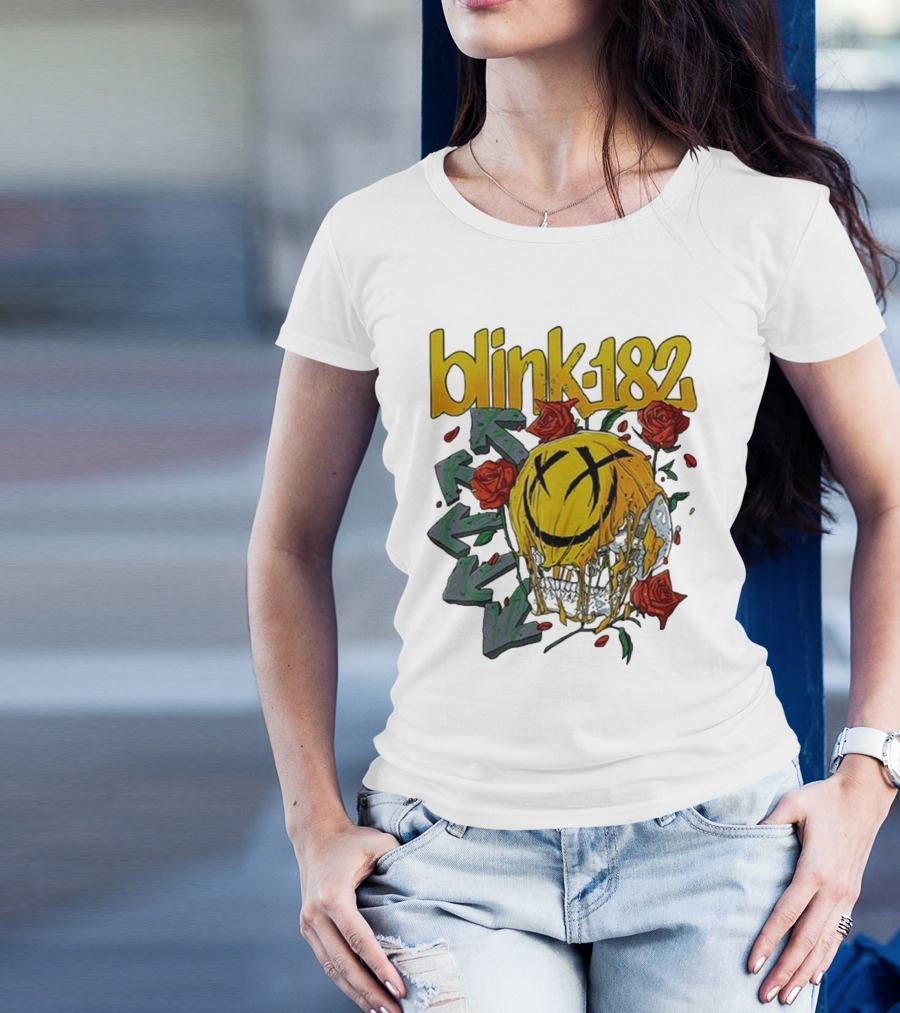 Blink-182 Skull With Roses And Arrows T-Shirt