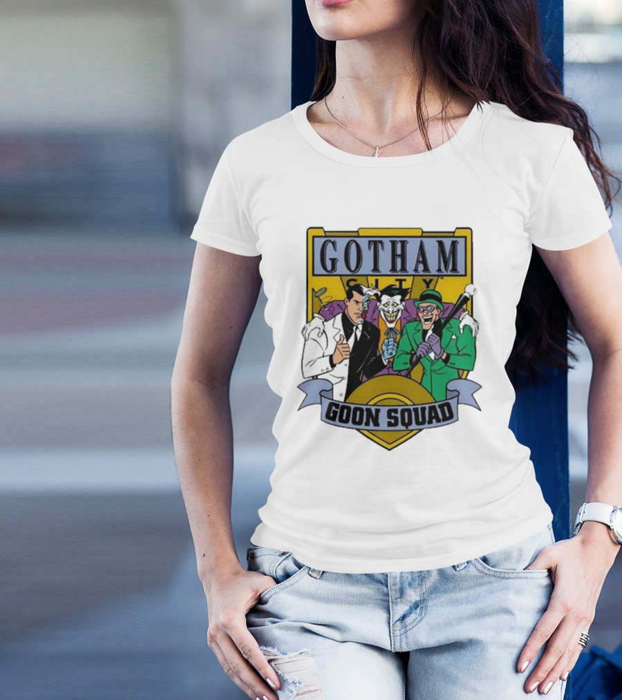 Gotham City Goon Squad Joker Riddler Two-Face Badge T-Shirt