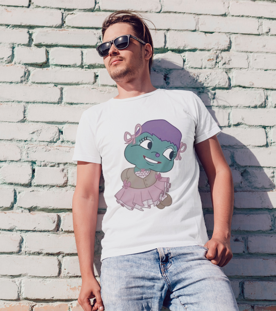 Samantha Yve Bb Coquette Cartoon Character With Purple Hair And Pink T-Shirt
