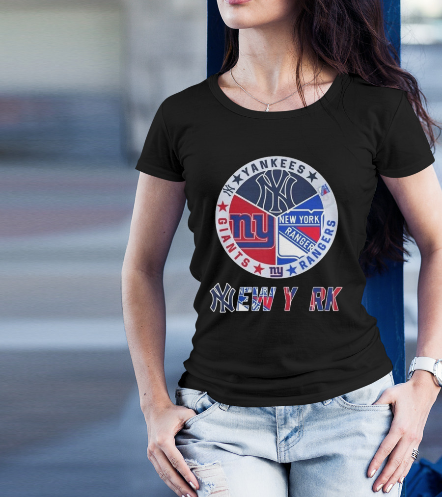 Yankees Giants Rangers Circle New York Collaboration T-Shirt