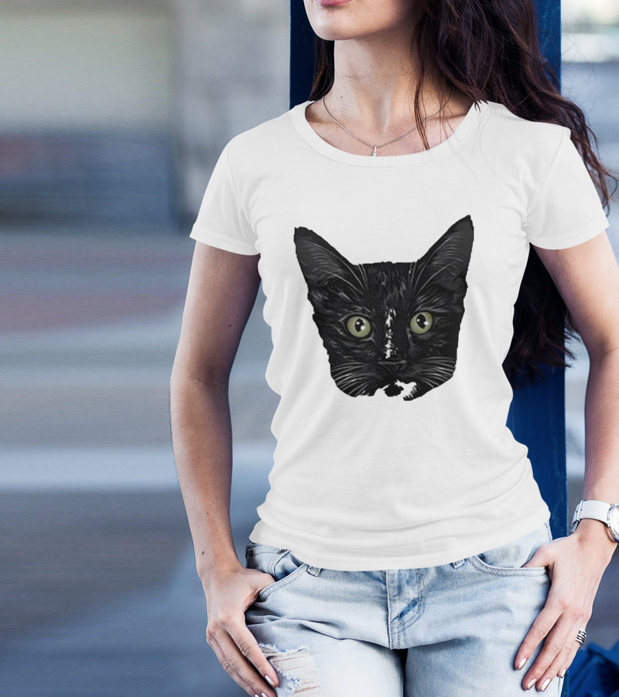 Michael Manigault Brave Green-Eyed Cat Face T-Shirt