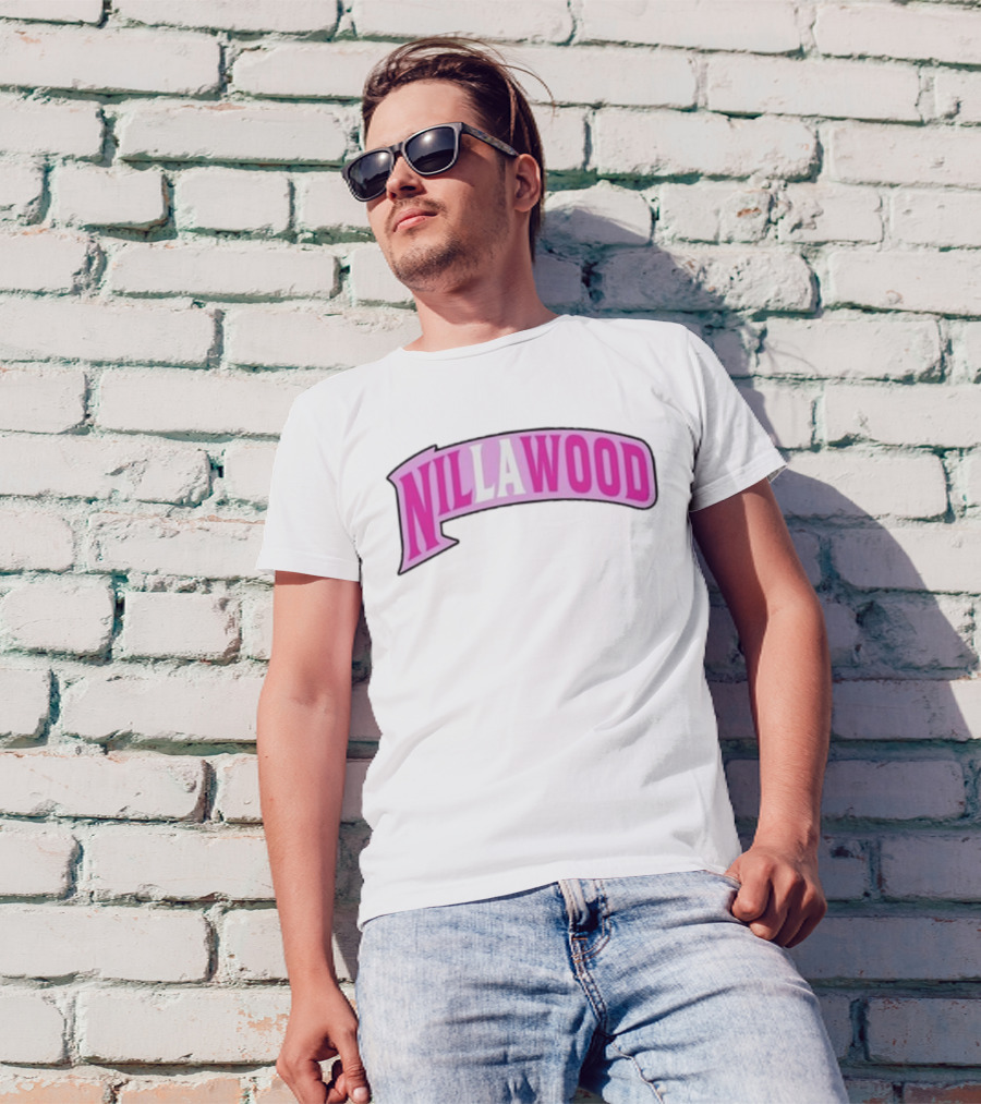 Nilla Nillawood Banner With Pink Lettering T-Shirt