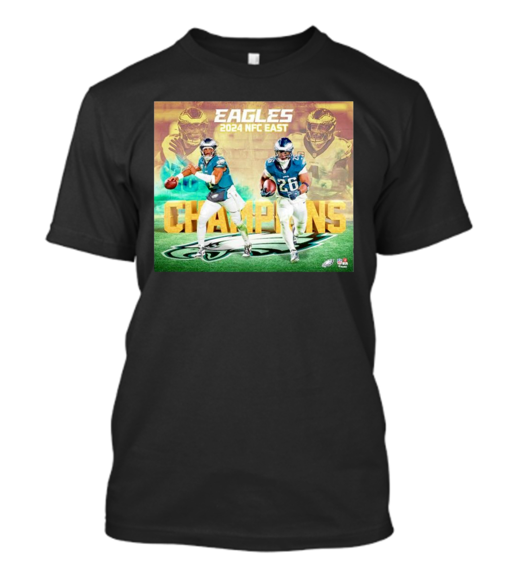 Eagles 2024 NFC East Champions Saquon Barkley Jalen Hurts Football T-Shirt