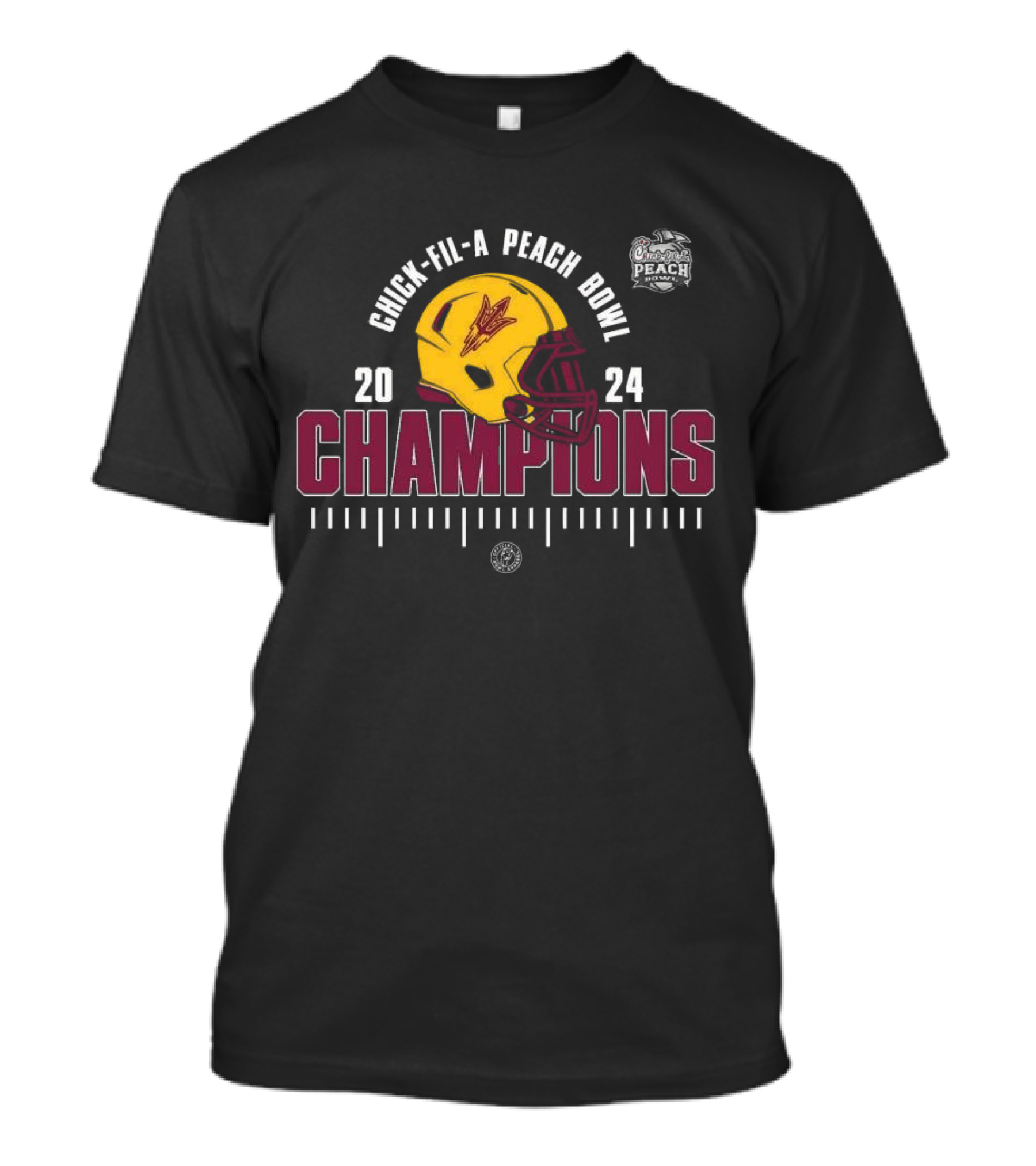 Chick-Fil-A Peach Bowl 2024 Champions Arizona State Sun Devils Football Helmet T-Shirt