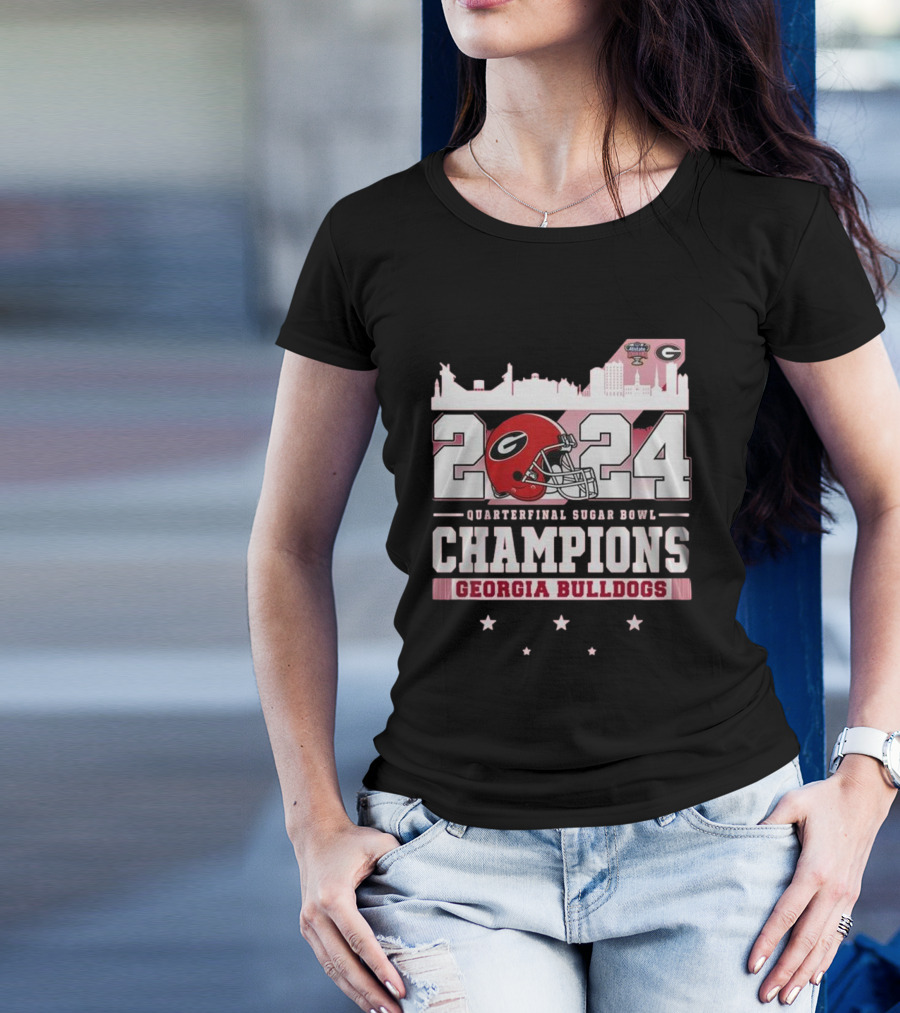 Georgia Bulldogs 2024 Quarterfinal Sugar Bowl Champions Skyline T-Shirt