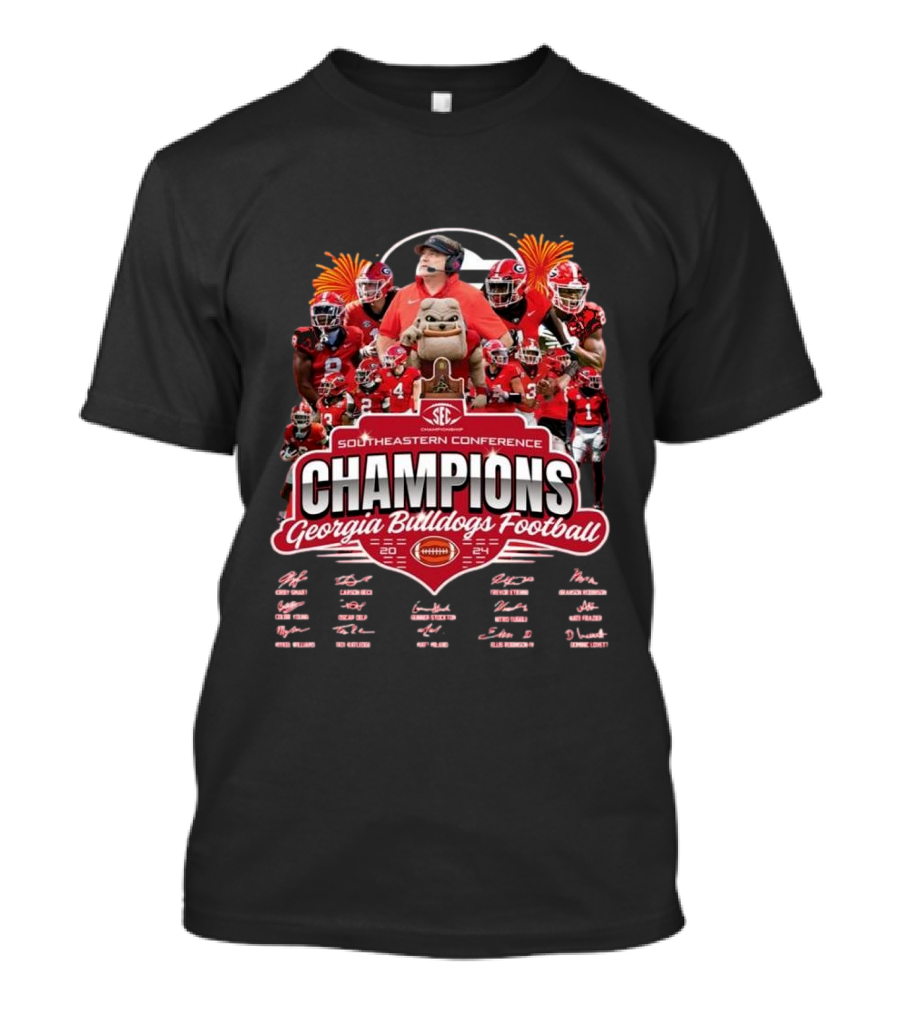 Southeastern Conference Champions Georgia Bulldogs Football Signatures T-Shirt