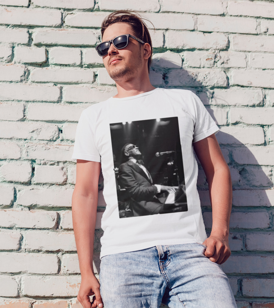 Jayson Tatum Wearing Ray Charles Iconic Piano Performance T-Shirt