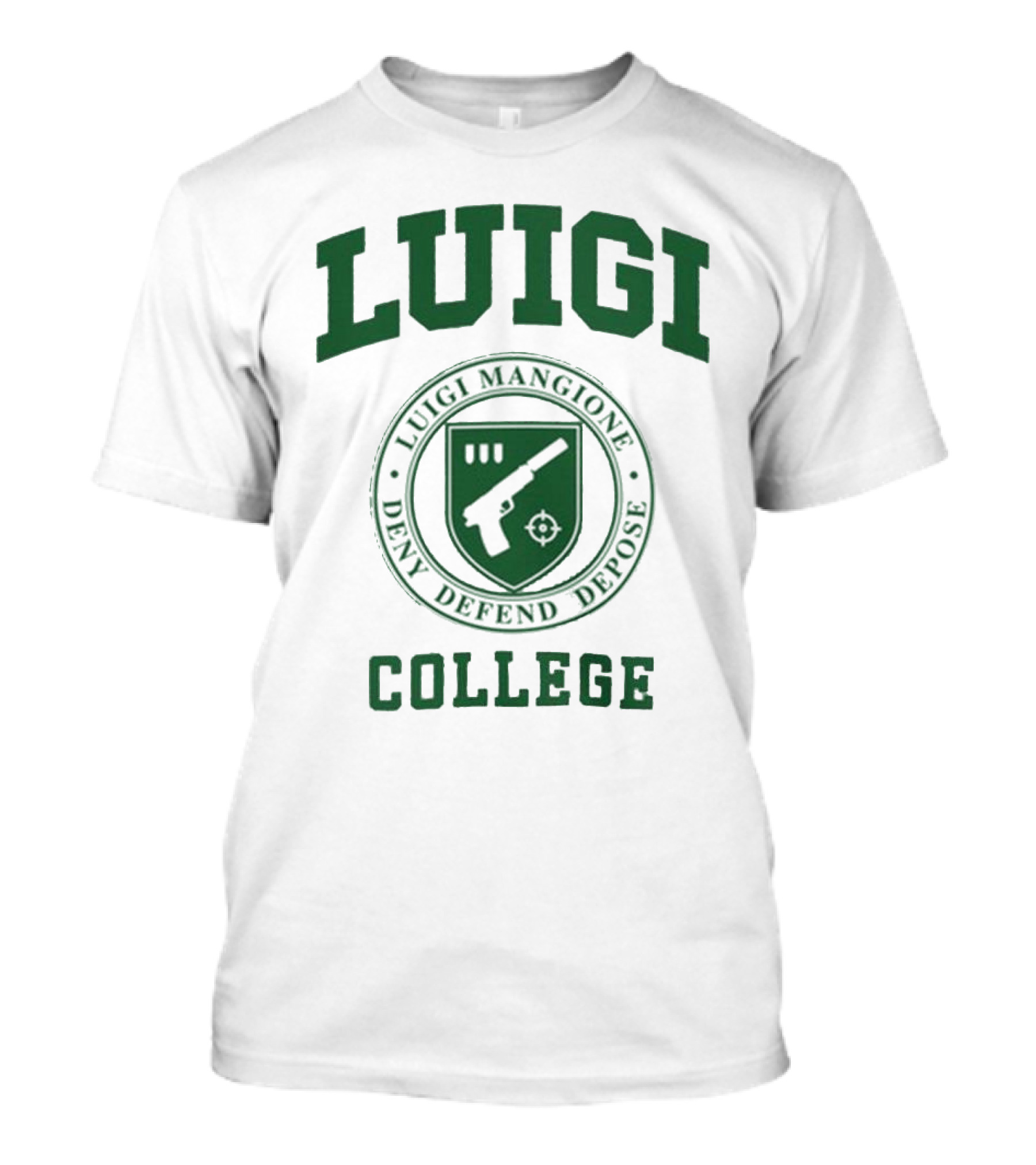 Luigi Mangione College Deny Defend Depose Emblem T-Shirt