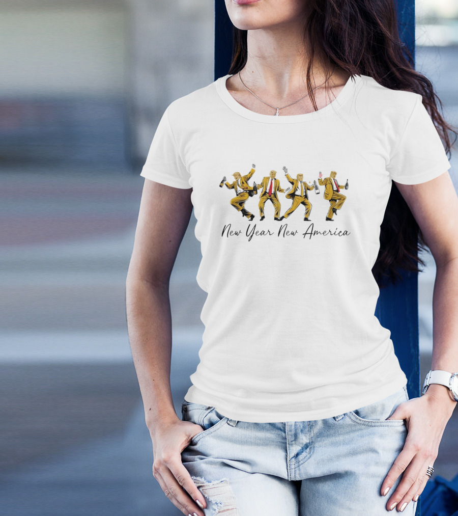 New Year New America Trump Dancing With Champagne T-Shirt