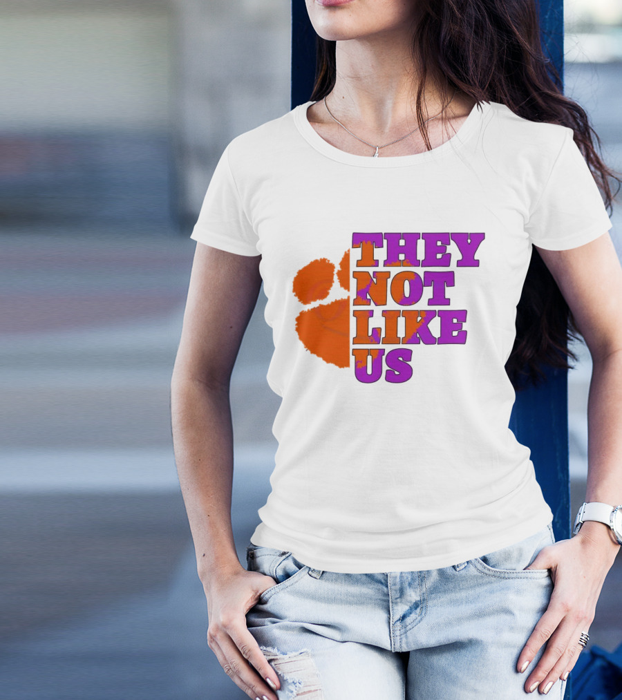 They Not Like Us Clemson Tigers College Football 2025 Orange Paw Prints T-Shirt