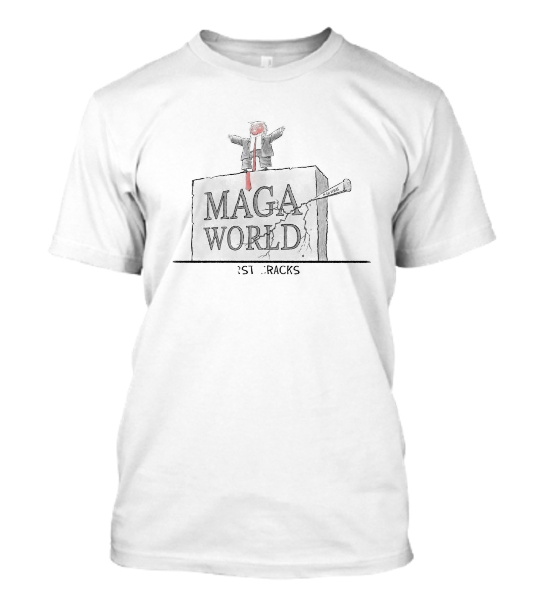MAGA World First Cracks Trump Cartoon Stone Hammer GOP Vibes T-Shirt