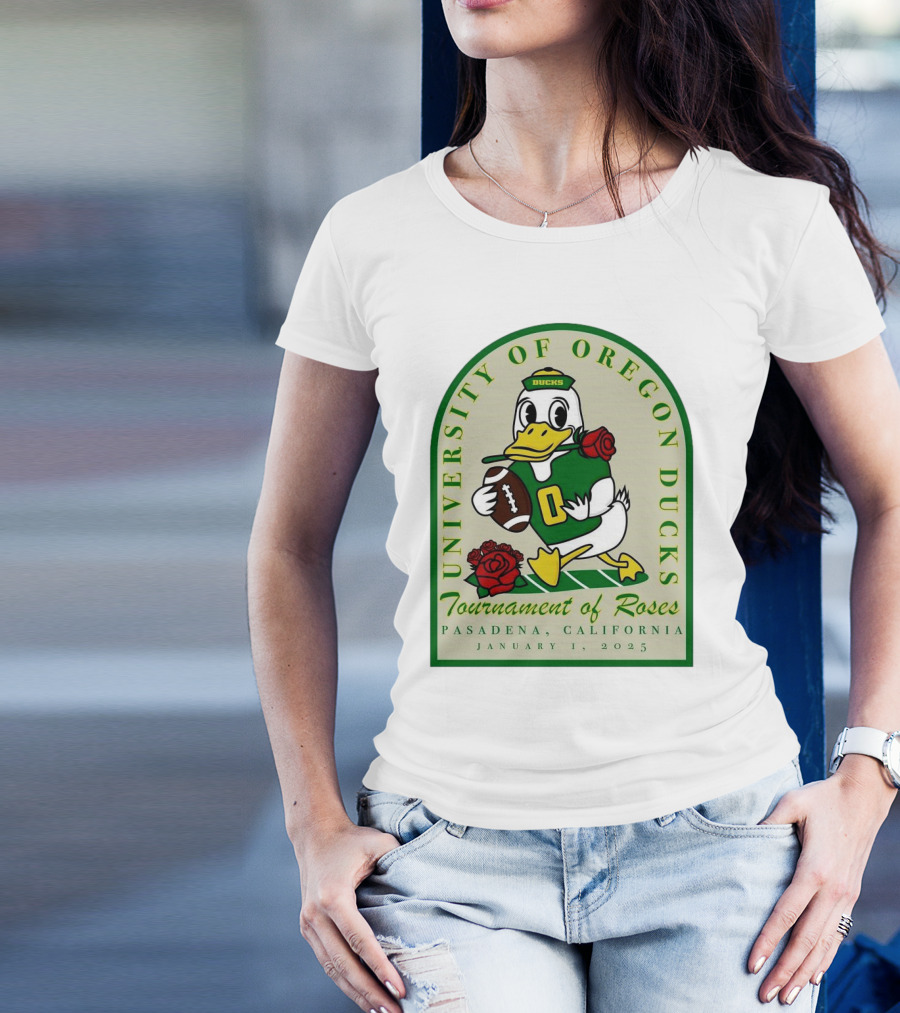 University Of Oregon Ducks Tournament Of Roses Pasadena California January 1 2025 Mascot Football Rose T-Shirt