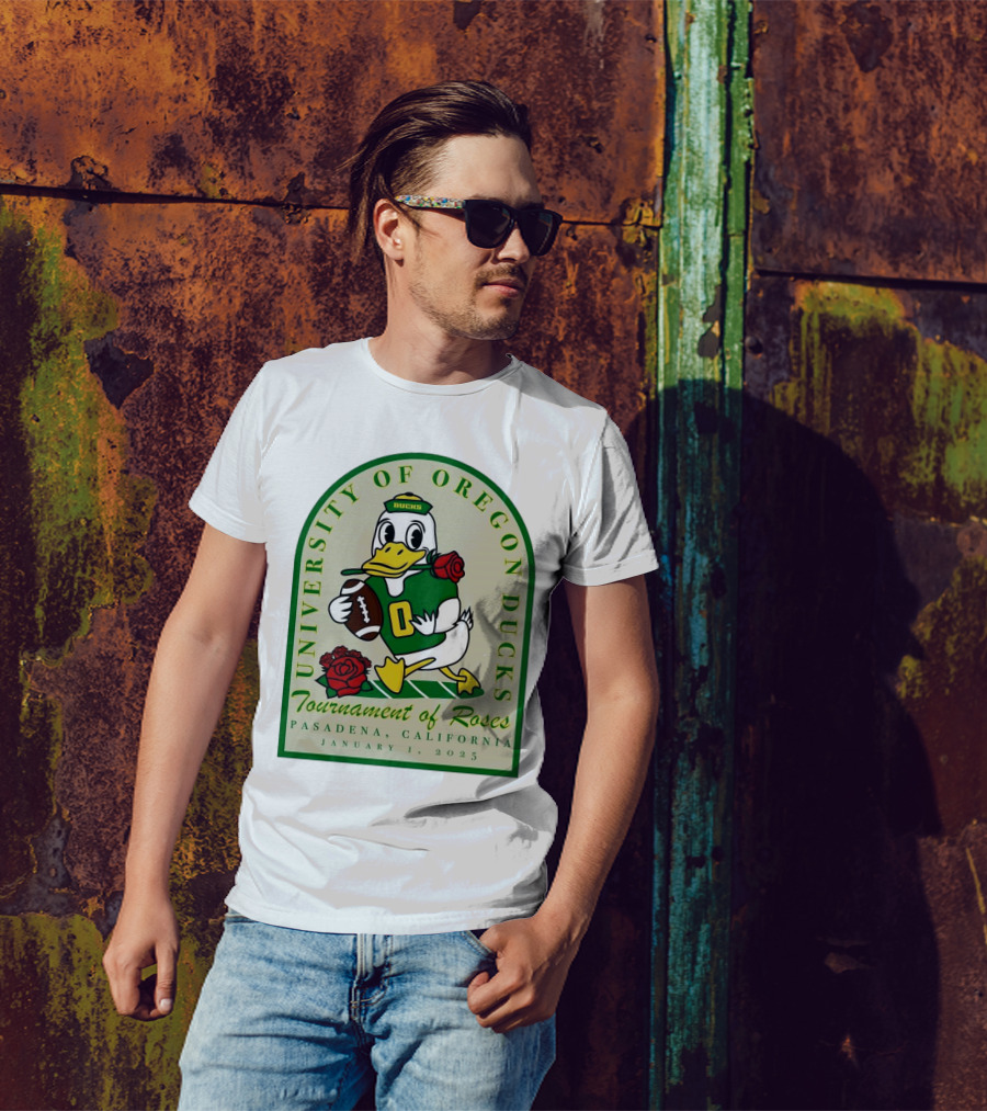 University Of Oregon Ducks Tournament Of Roses Pasadena California January 1 2025 Mascot Football Rose T-Shirt