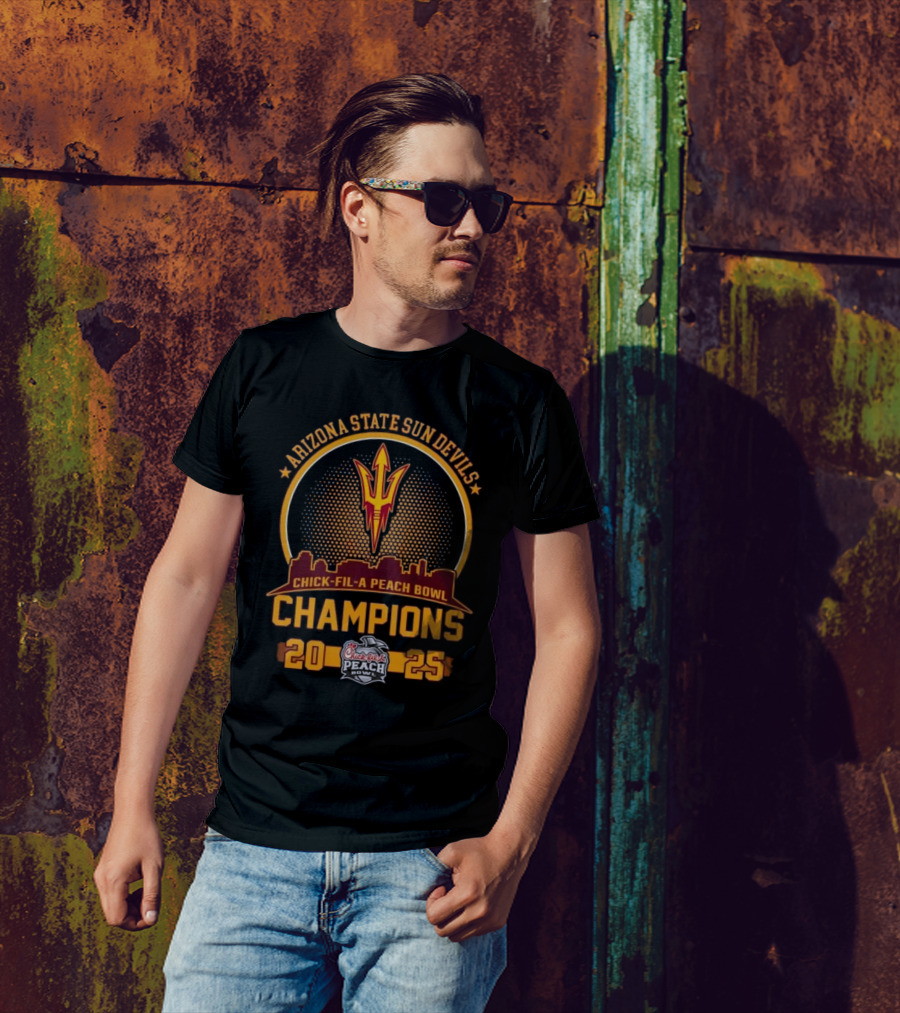 Arizona State Sun Devils Chick-fil-A Peach Bowl Champions 2025 T-Shirt
