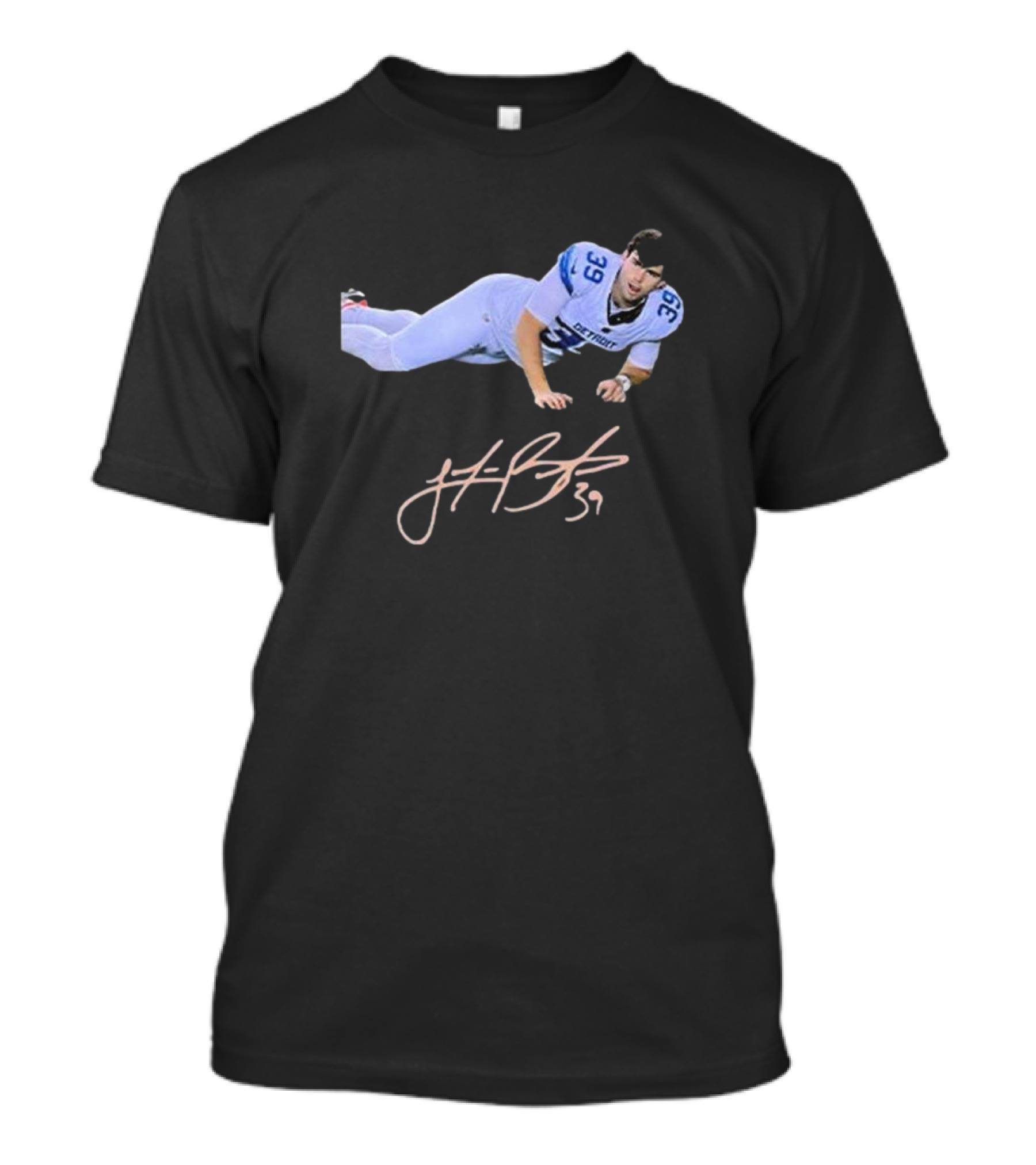 Detroit Lions 39 Jake Bates Signature Meme T-Shirt
