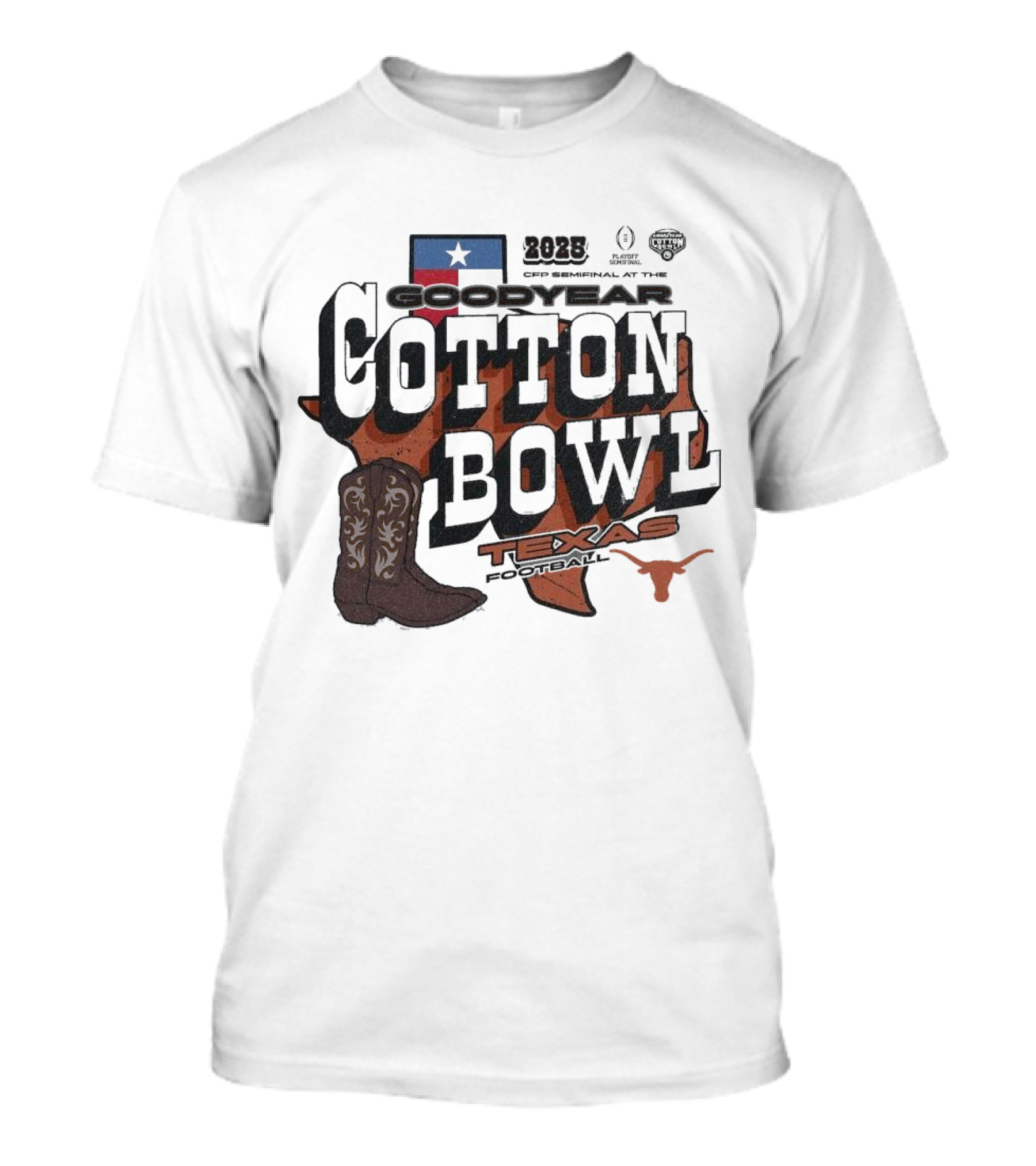 2025 Goodyear Cotton Bowl Texas Longhorns CFP Semifinal Football T-Shirt